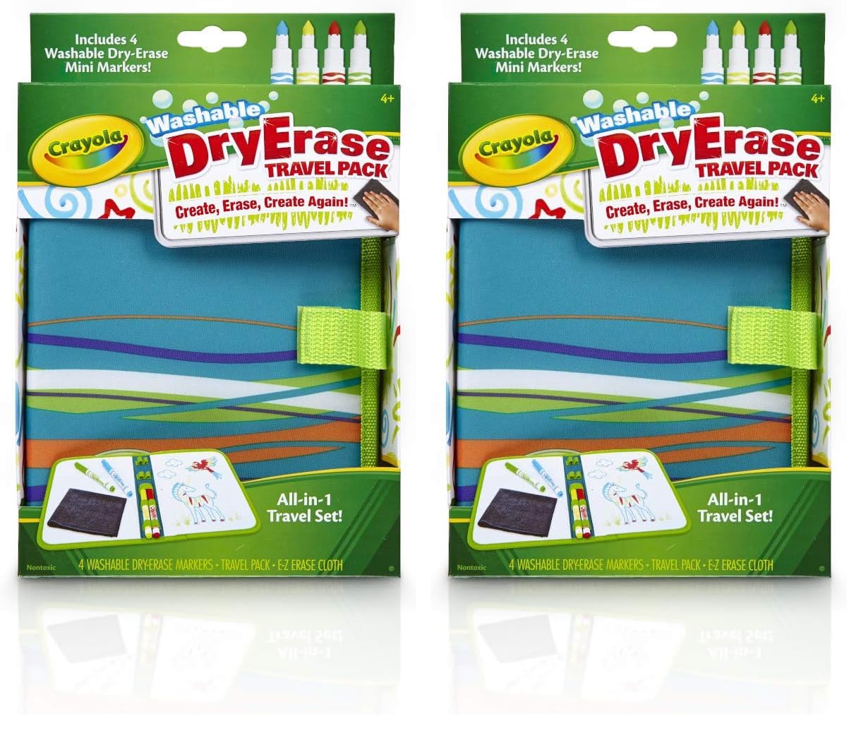 Crayola Washable Dry Erase Travel Pack, Whiteboard for Kids, Ages 4, 5, 6, 7 (Pack of 2)