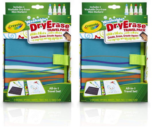 Crayola Washable Dry Erase Travel Pack, Whiteboard for Kids, Ages 4, 5, 6, 7 (Pack of 2)