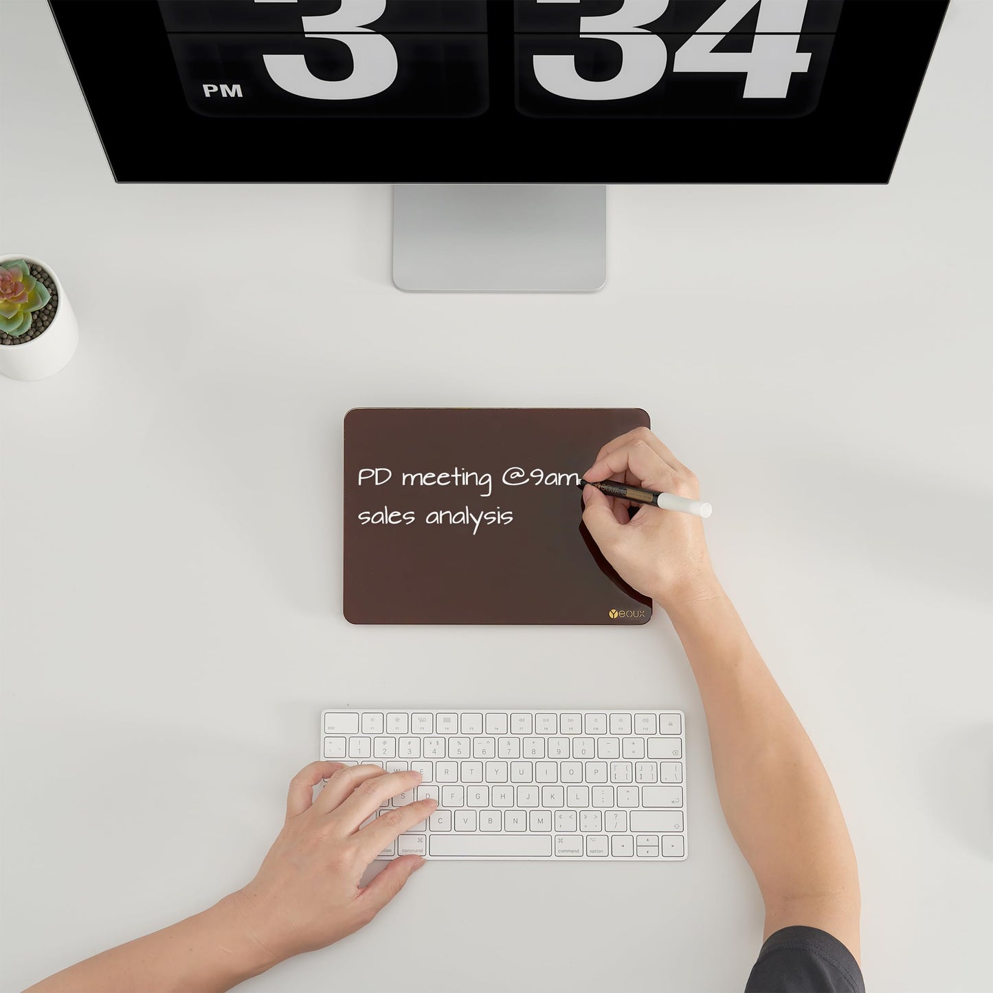 Glass Desk Whiteboard with Reversible Wood Stand, Burgundy Red, Small Desktop Dry Erase White Board, Reusable Desk Notepad Easel 6.7"x9.5" for Office, Home, School, Yeoux