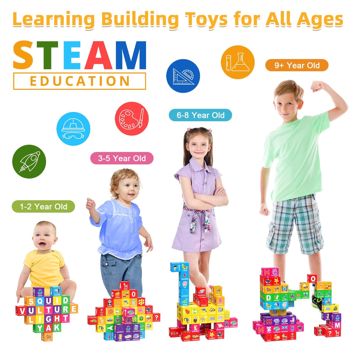 Magnetic Blocks for Toddlers 1-3, 1.4 inch Large Building Blocks Number ABC Learning Toys for 1 2 3 4 5+ Year Old Boys Girls Educational Montessori Toys for Preschool Activities 36PCS STEM Magnet Cube