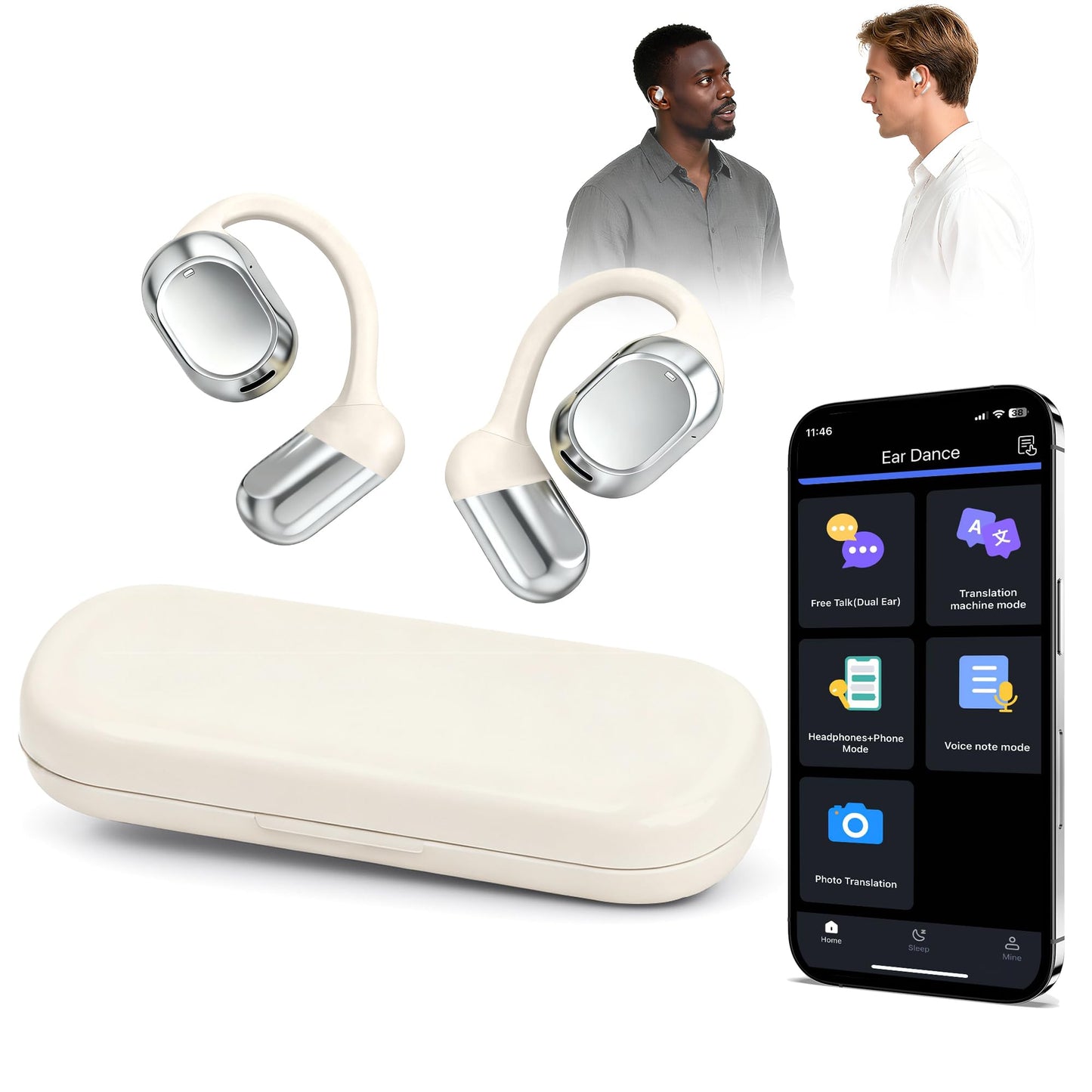 Translation Earbuds Wireless Bluetooth Headphones - Real-time Interpreter Language Translator Ear Buds with APP No Subscription, Touch Control Operate Fit Travel, Learning, Video Call Translating