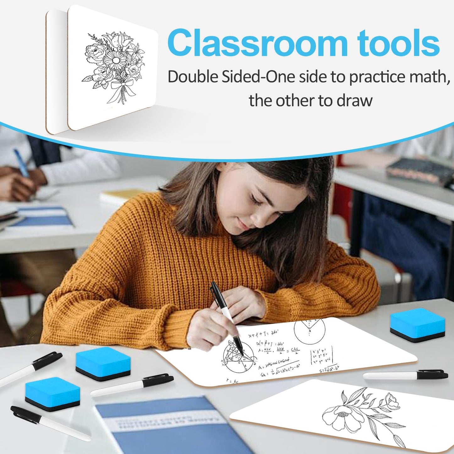Dry Erase LapBoards, PANDRI 36 Pack Double Sided 12.5 x 9 Inch Whiteboards with 36 Erasers, Dry Erase Boards for Office Students Classroom Teacher Supplies