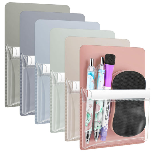 Sherr 6 Pcs 6 Pcs Magnetic Pockets Pen Marker Holders for Classroom Whiteboard 4.7 x 6.5 Magnetic Clear File for Fridge Locker Dry Erase Marker Storage Teacher Supplies (4.7 x 6.5 in,Light Vintage)