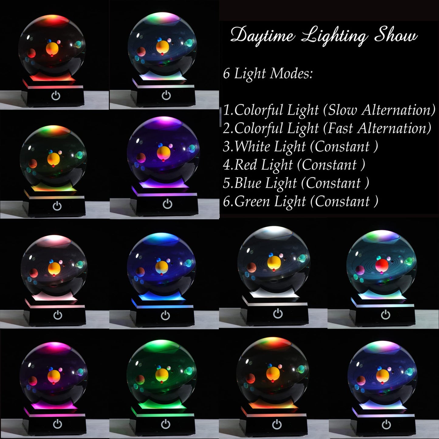 3d Solar System Model Crystal Ball 80mm 3.15inch - Outer Space Astronomy Gifts Room Decor Crystal Sphere Unique Gifts For Men Him Best Birthday Dad Physics Science Teacher Night Light Planet Lamp