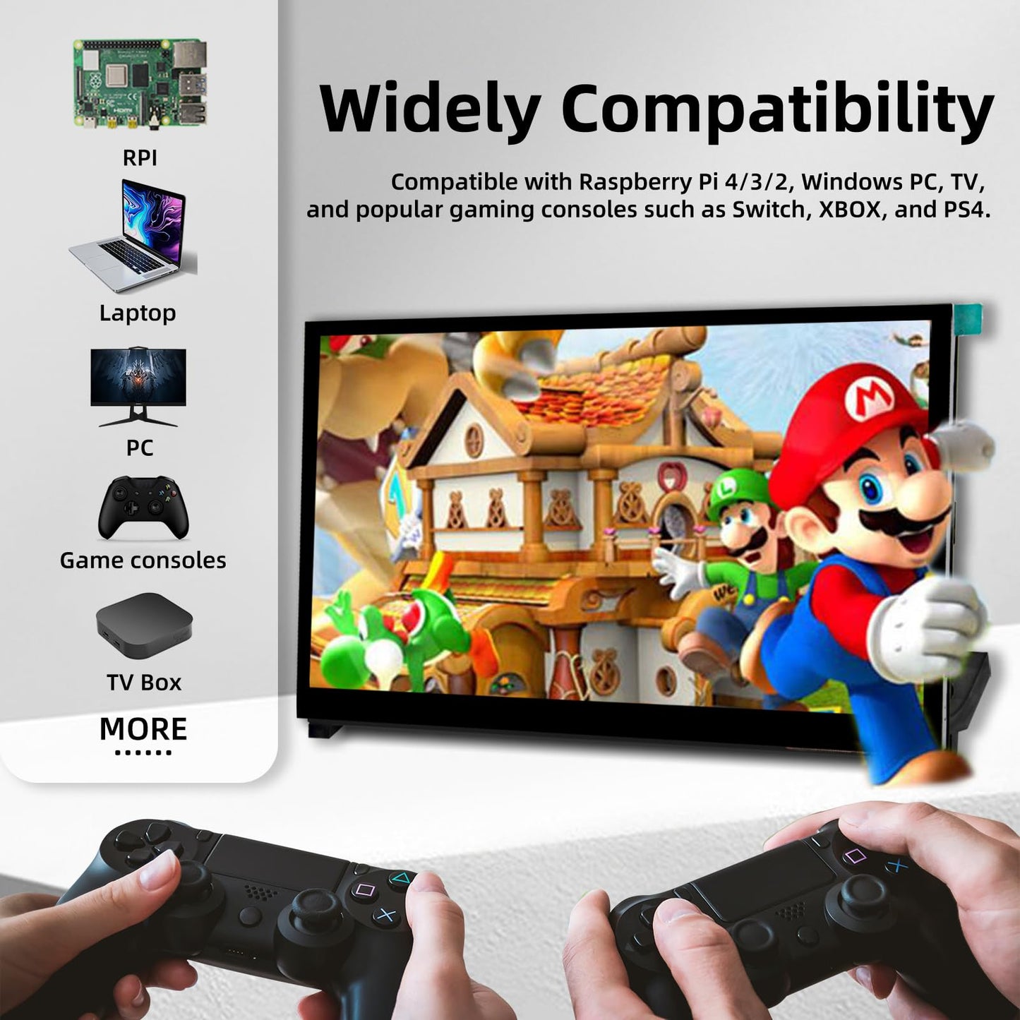 iPistBit Raspberry Pi Screen, 7 Inch Touchscreen Monitor, IPS 1024×600, Dual Built-in Speakers, HDMI Portable Monitor Compatible with Raspberry Pi 5/Pi 4B/3B+/3B, BB Black, Win11/10/8/7, Driver Free