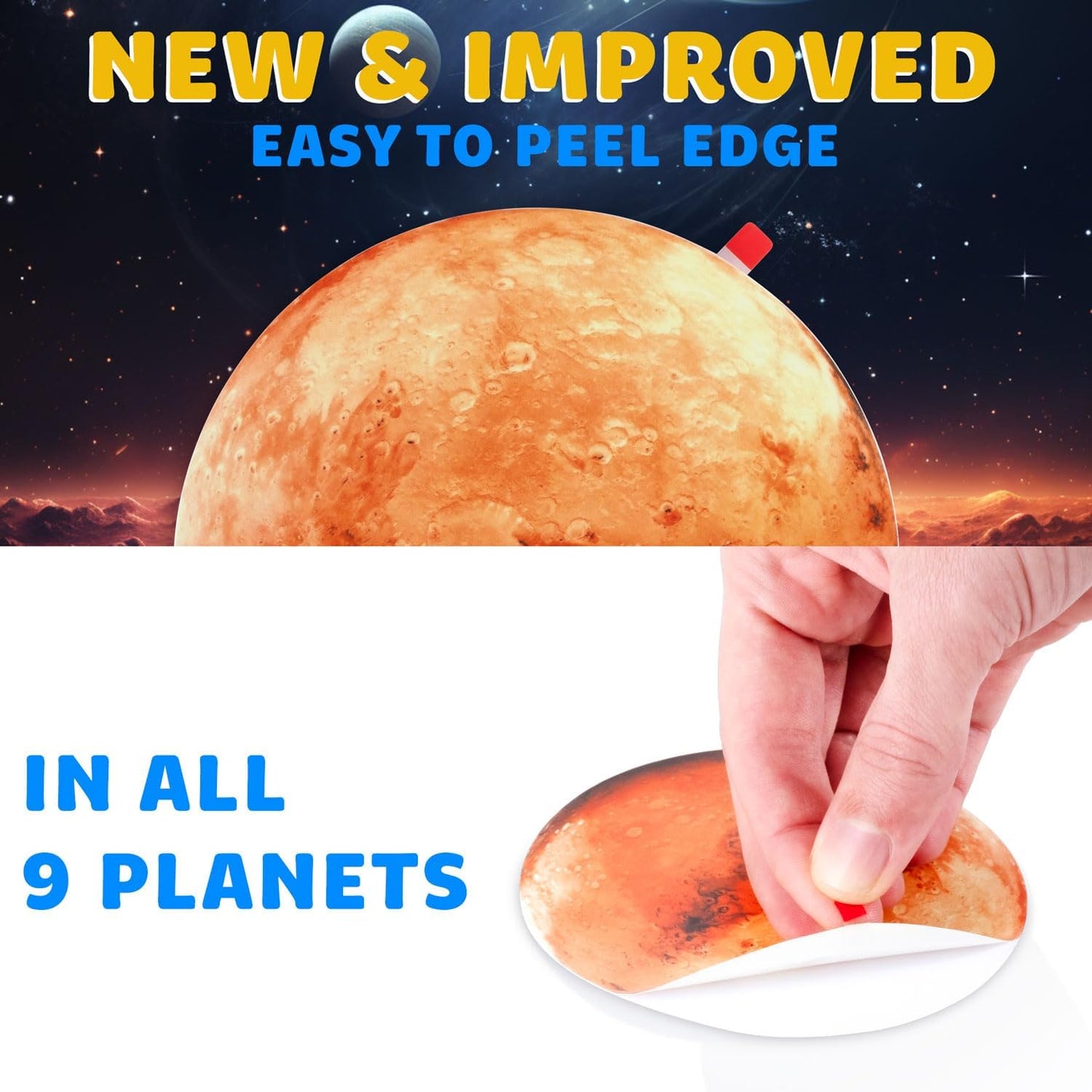 Glow in The Dark Stars and Planets, Bright Solar System Wall Stickers -Glowing Ceiling Decals for Kids Bedroom Any Room,Shining Space Decoration, Birthday Christmas Gift for Boys and Girls (Blue)