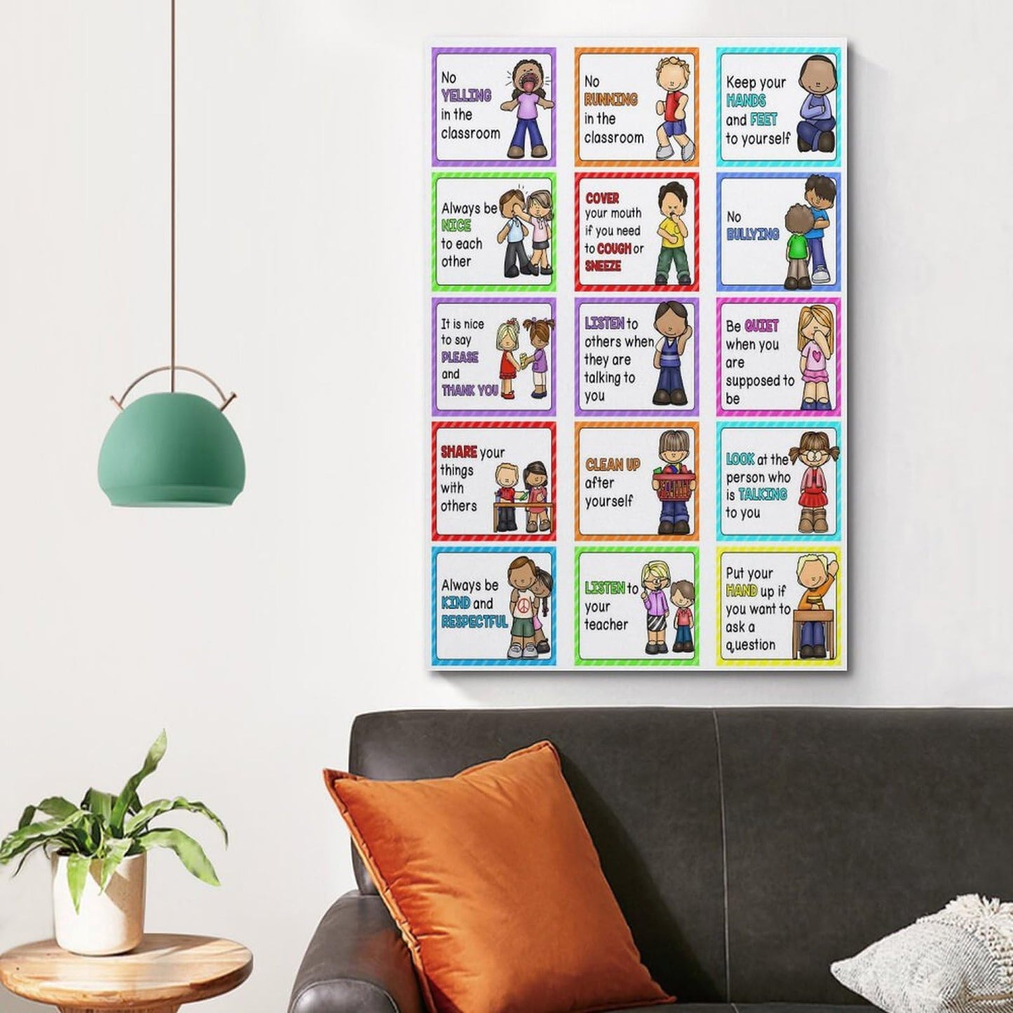 Classroom Rules Educational Posters for Preschool, Home, Middle And High School Classroom Poster Poster for Room Aesthetic Posters & Prints on Canvas Wall Art Poster for Room 16x24inch(40x60cm)