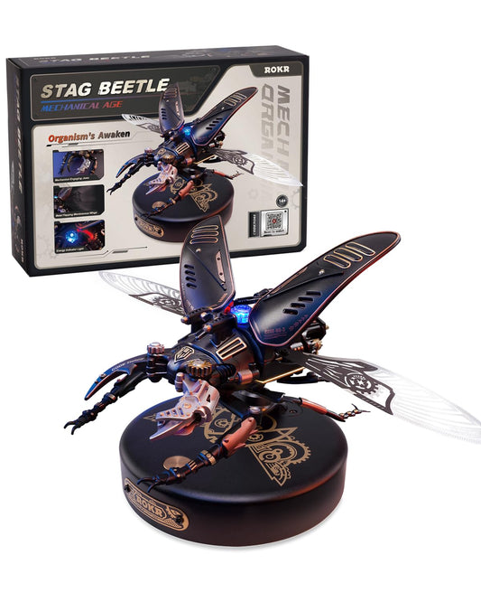 ROKR 3D Puzzles for Adults Electric Insect Metal Model Building Kit Desk Toys Hobby Kit for Adults Gift for Teens (Stag Beetle)