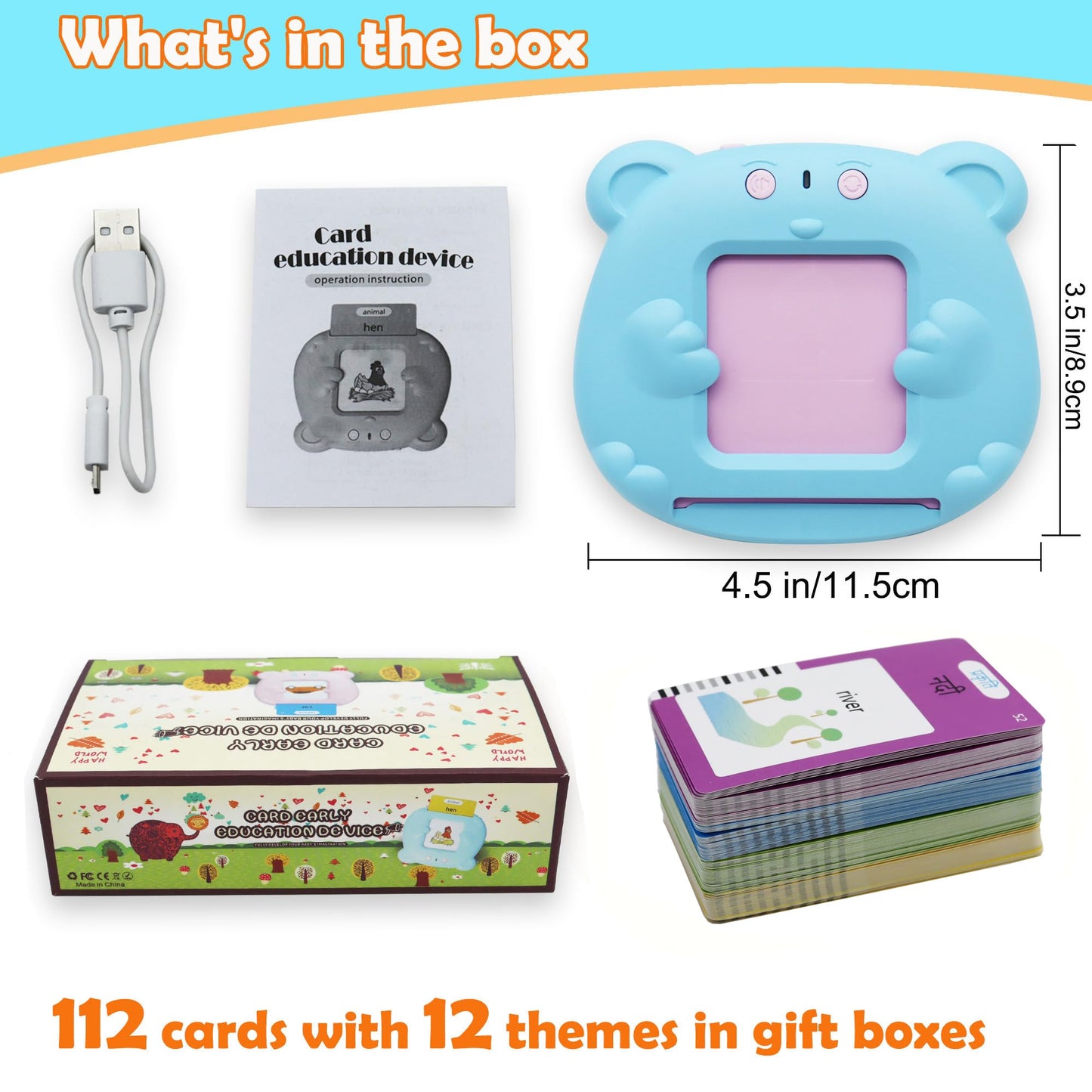 MAYAPHILOS 224 Sight Words Hindi and English Talking Flash Cards, Learn Indi for Kids, Indi Language Learning, Montessori Educational Toys for Toddlers 3 4 5 6 Years Old