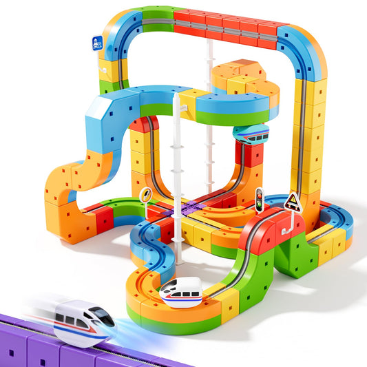 Wdebay klick Rail Electric Train Set 3D Magic Flexible Race Track for Kids 3 4 5 6 7 8 Years Old, Race Car Track with Anti-Gravity, Educational STEM LearningToy for Boys Girls Birthday