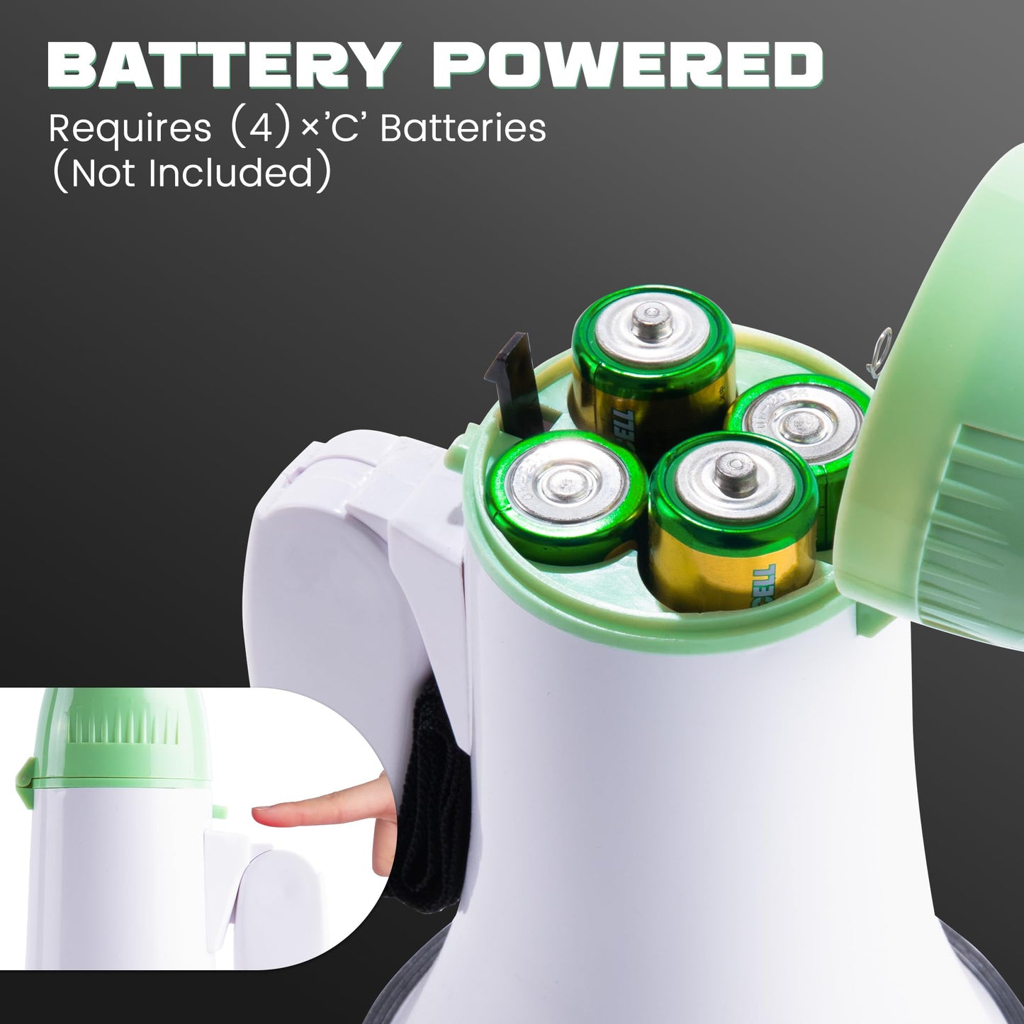 MyMealivos Portable Megaphone Bullhorn 20 Watt Power Megaphone Speaker Voice and Siren/Alarm Modes with Volume Control and Strap (White&Green)