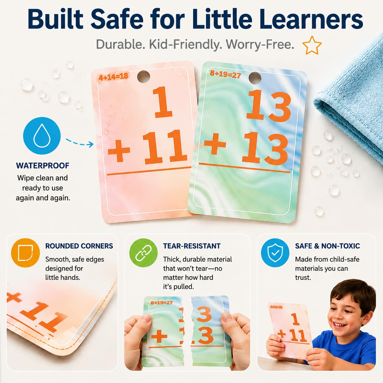Alened Addition and Subtraction Flash Cards, Math Facts Flashcards 1-20, Math Manipulatives Games for Kindergarten, 1st, 2nd, 3rd, 4th, 5th, 6th Grade Kids Ages 4-12-56cards