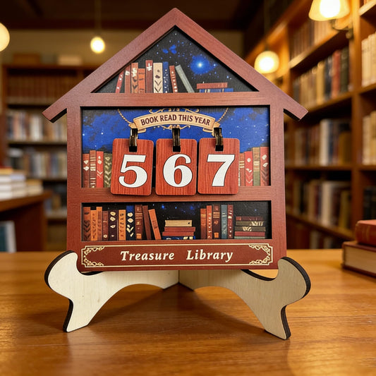 Reading Tracker Counter Sign, Wooden Books Read This Year Display, Book Lover Gift for Librarian, Reader, Teacher, Women, Wall and Table Decor for Home Library, Teachers, Book Lovers（Bookstore）