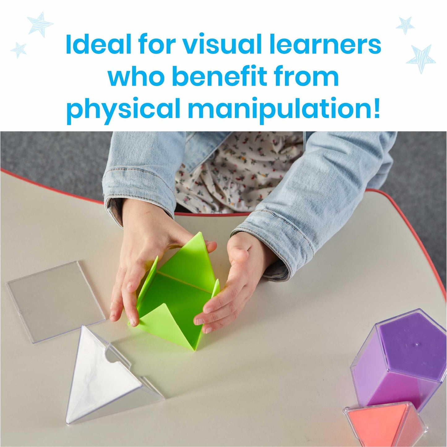 hand2mind Folding Geometric Shapes Advanced Set, 3D Geometric Shapes for Classroom, Geometry Manipulatives, Math Supplies, Montessori Math Materials, Teacher Must Haves, Home School Supplies
