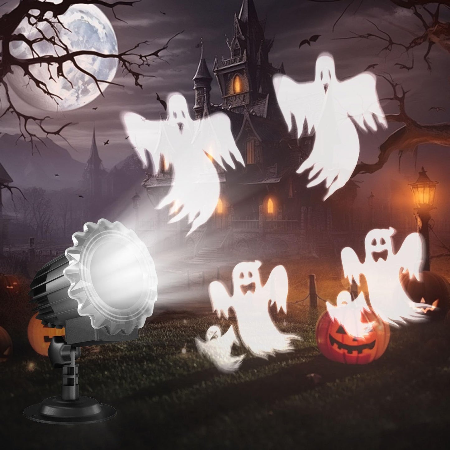 Minetom Halloween Projector Lights, Rotating Ghost, Waterproof, Model SE668-001, Black