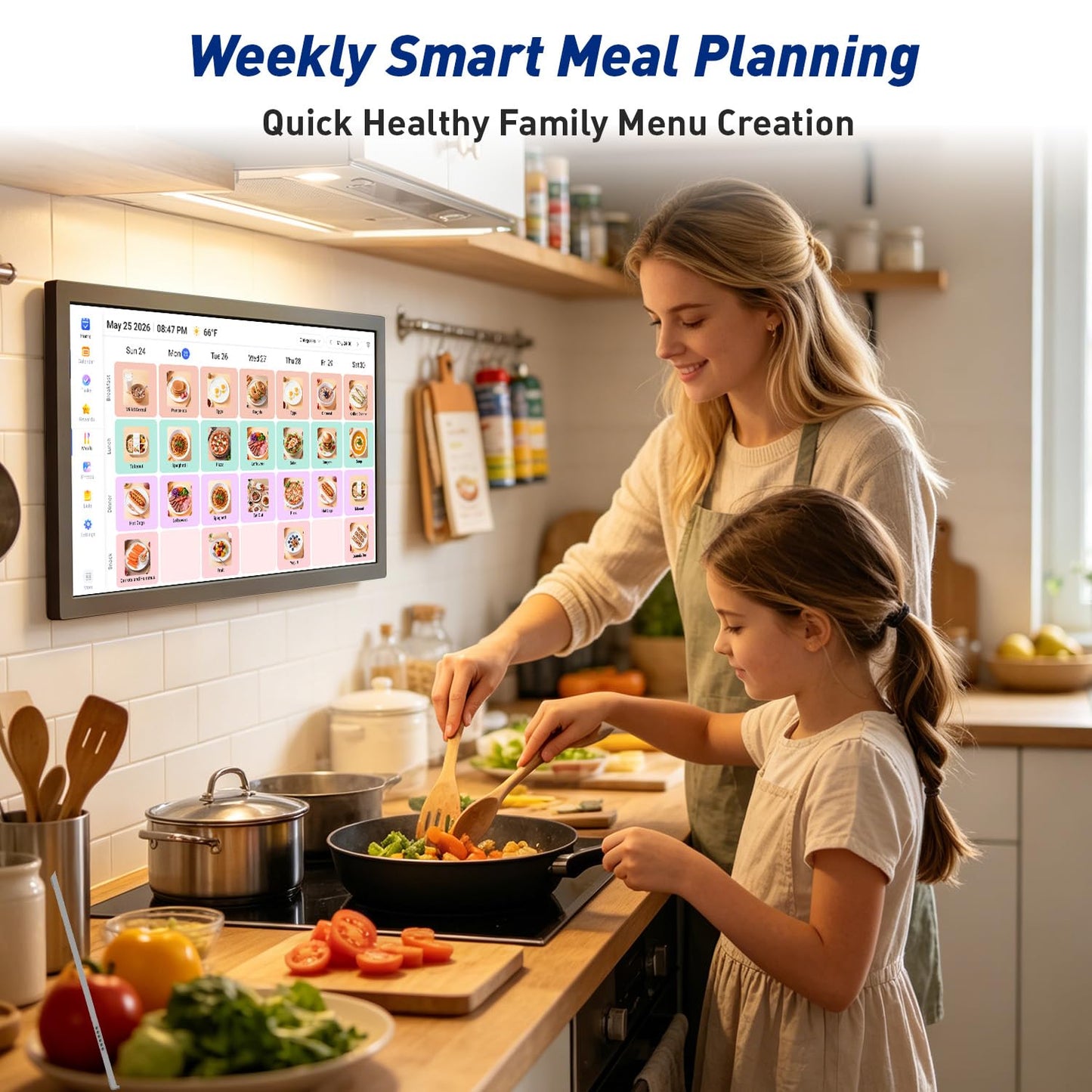 27" Smart Digital Calendar for-Family-Business-Planner - Electronic Wall Calendar for Business Chore Chart, Touchscreen Display for Family Schedules, Star Rewards, Desk Mountable, Gifts for Mom Dad