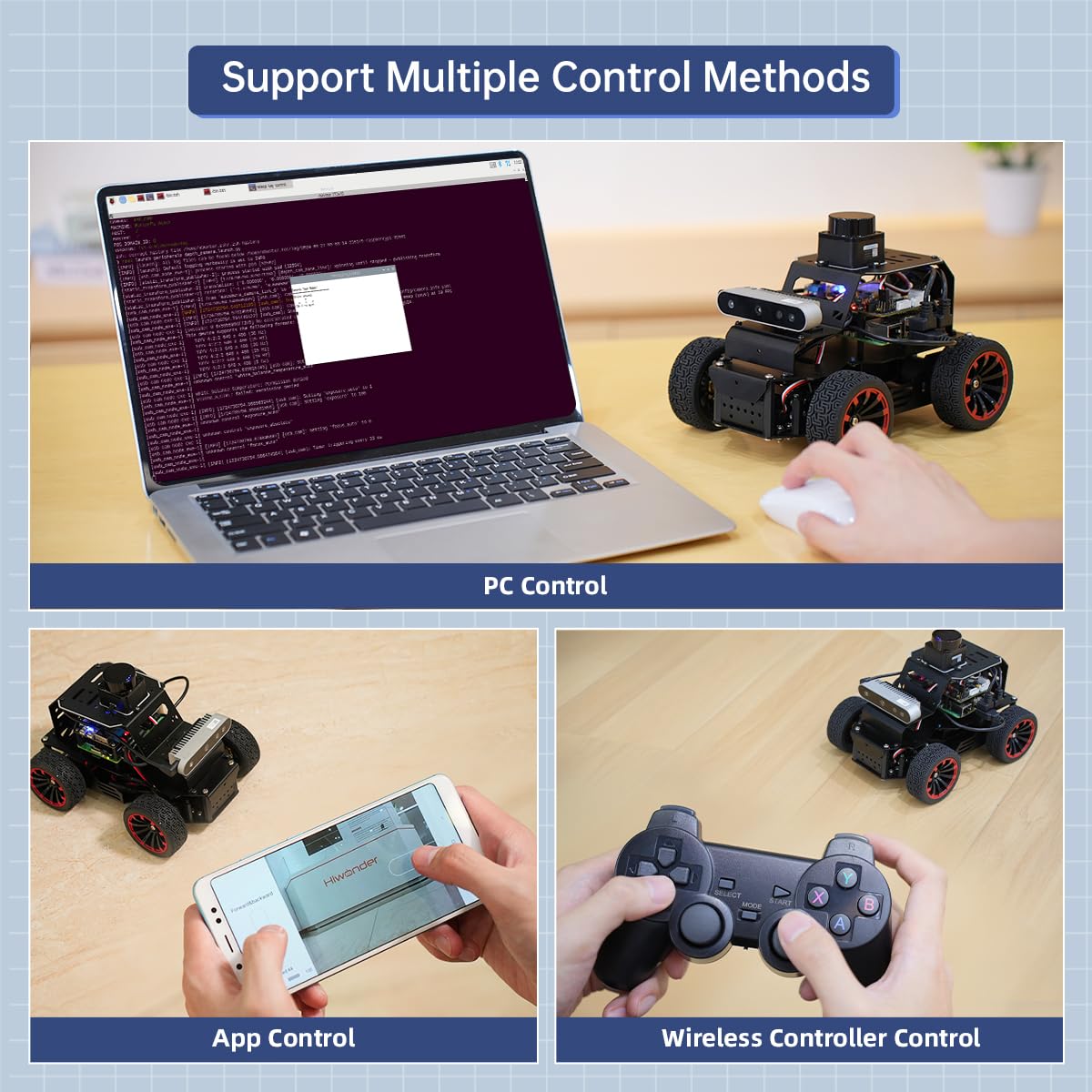 HIWONDER Robot Car with ChatGPT Large AI Models, 3D Depth Camera Ackermann Chassis ROS2-HUMBLE Lidar SLAM Mapping Navigation Autonomous Driving, MentorPi A1 Advanced Kit Without Raspberry Pi
