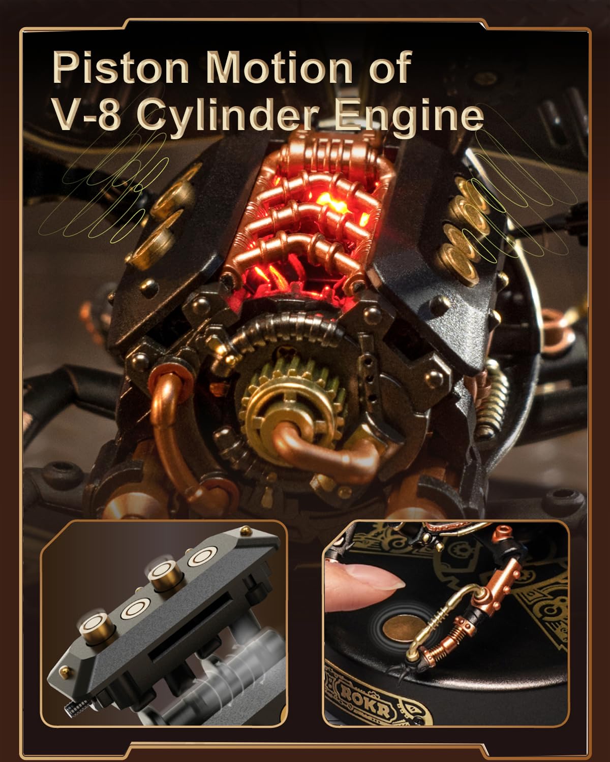 ROKR 3D Puzzles for Adults Electric Insect Metal Model Building Kit Desk Toys Hobby Kit for Adults Gift for Teens (Rhinoceros Beetle)