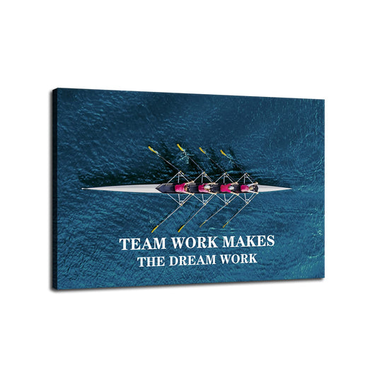 Motivational Wall Art Motivational Poster Team Work Makes The Dream Entrepreneur Canvas Printmaking Inspiring Motto Picture Modern Art Home Office Decoration Ready to Hang[12''W X 18''H]