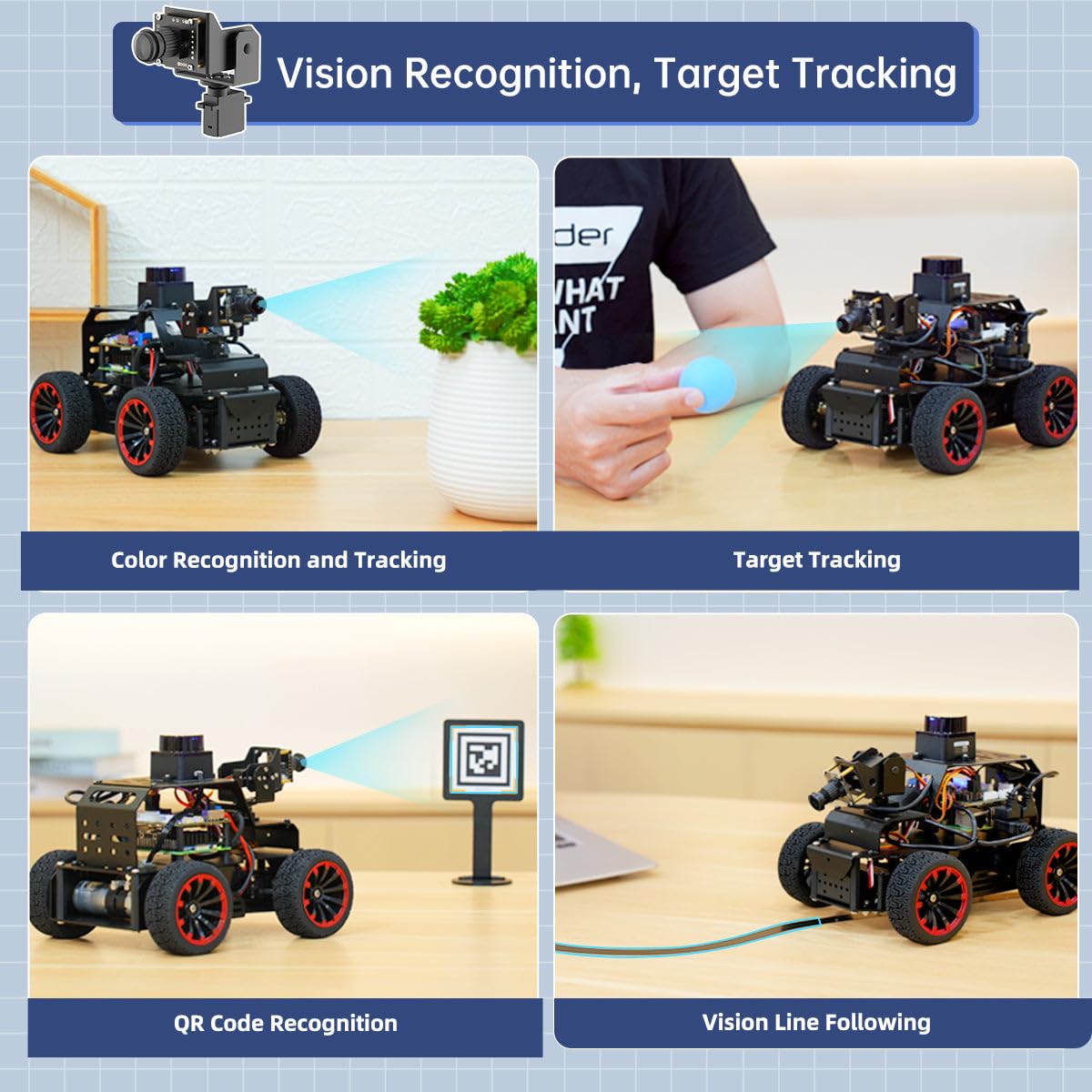 LewanSoul Robot Car Kit with ChatGPT Large AI Model, 3D Depth Camera & Lidar, ROS2 Humble SLAM Mapping Navigation, Python Robotics for Adults,MentorPi A1 Starter Kit (No Raspberry Pi)