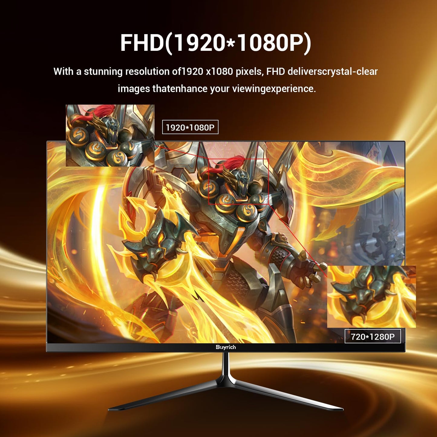 BUYRICH 24.5 Inch Gaming Monitor, 200Hz Refresh Rate, FHD 1920x1080, Fast Response Time, Built-in Speakers, Metal Stand, VESA Compatible, for PC Gamers and Home Setup