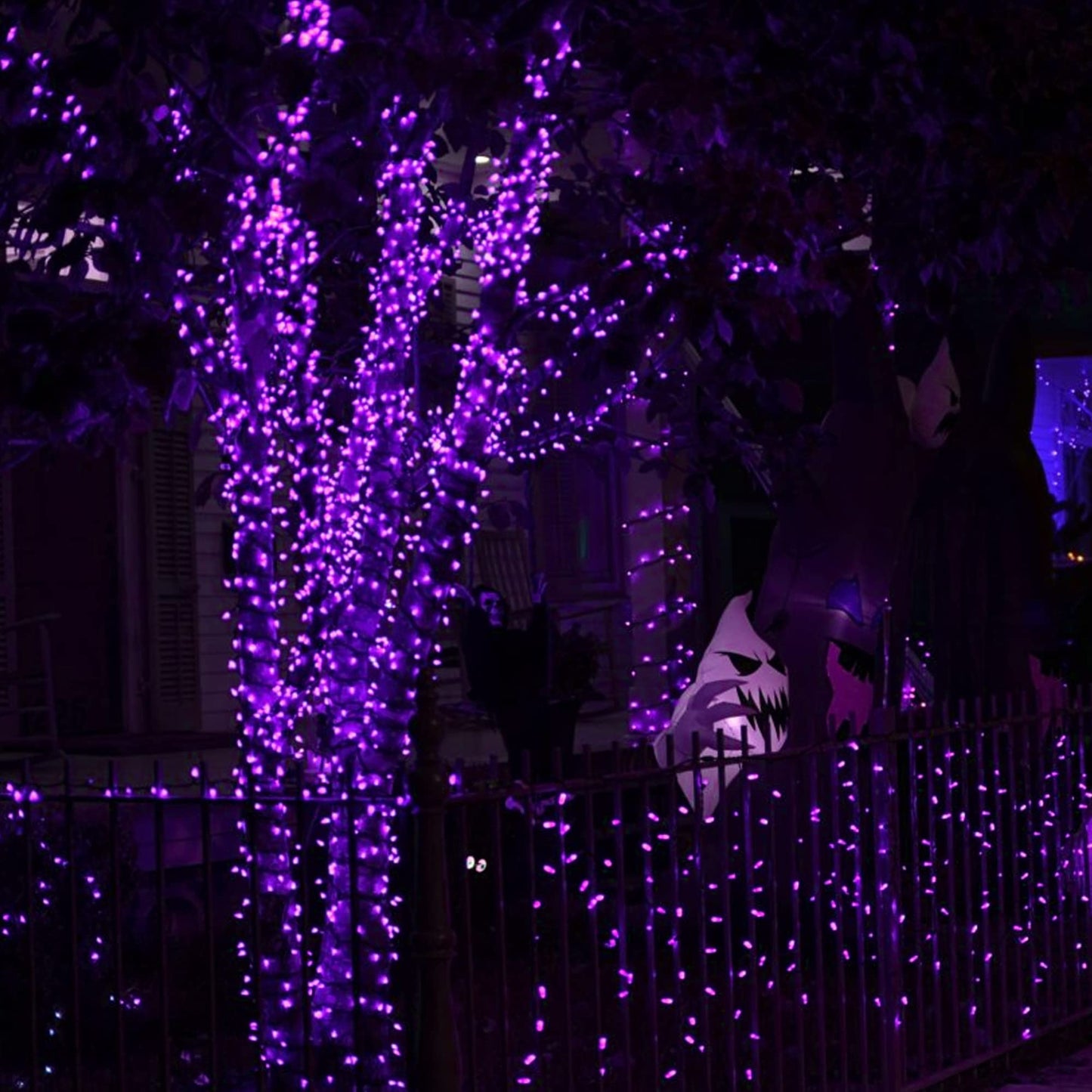 Dazzle Bright Fairy String Lights, 39.4FT, 120 LED, Solar Powered, Waterproof, Purple, Copper Wire, 8 Modes, Outdoor Christmas Decor