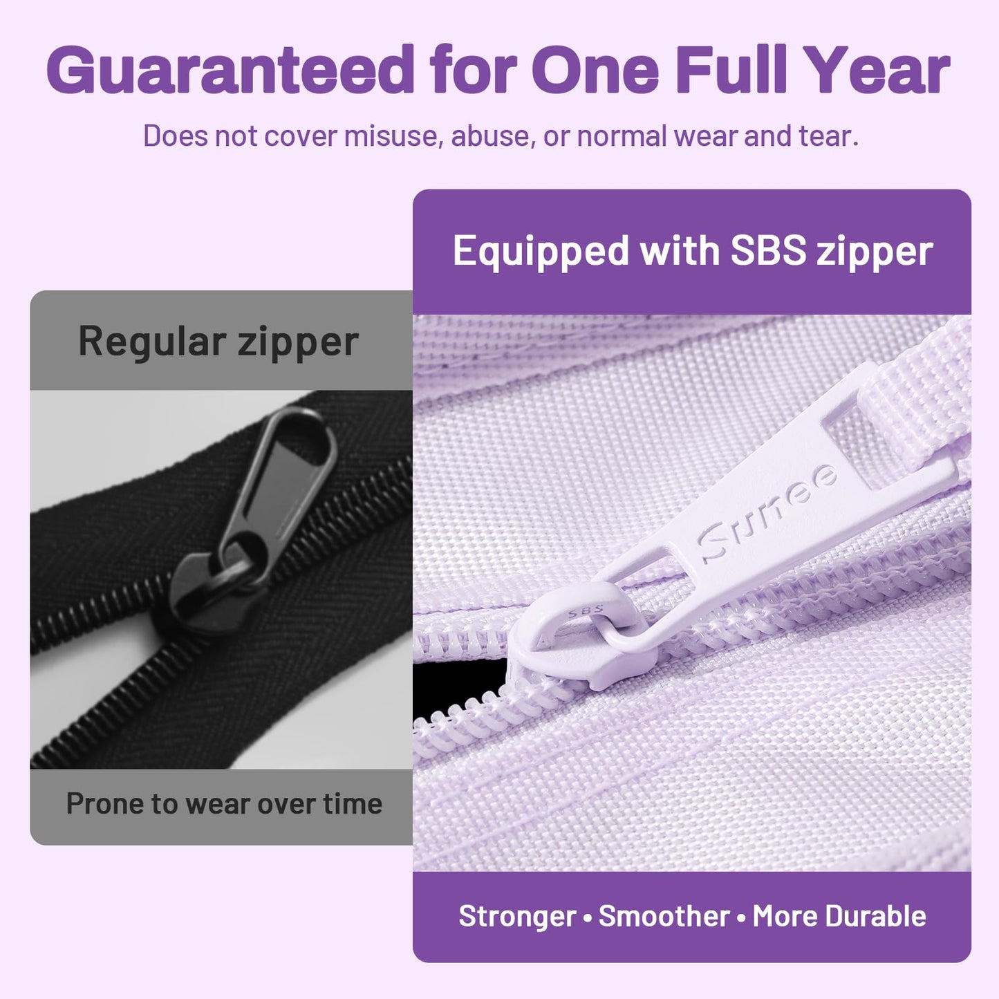 SUNEE Zipper Binder 3 Ring, 3 Inch O-Ring with Handle and Shoulder Strap, 600-Sheet Capacity, 5-Tab Expanding File Folder, Multi-Pockets for Middle School Organizer Binder with Zipper, Lavender Purple