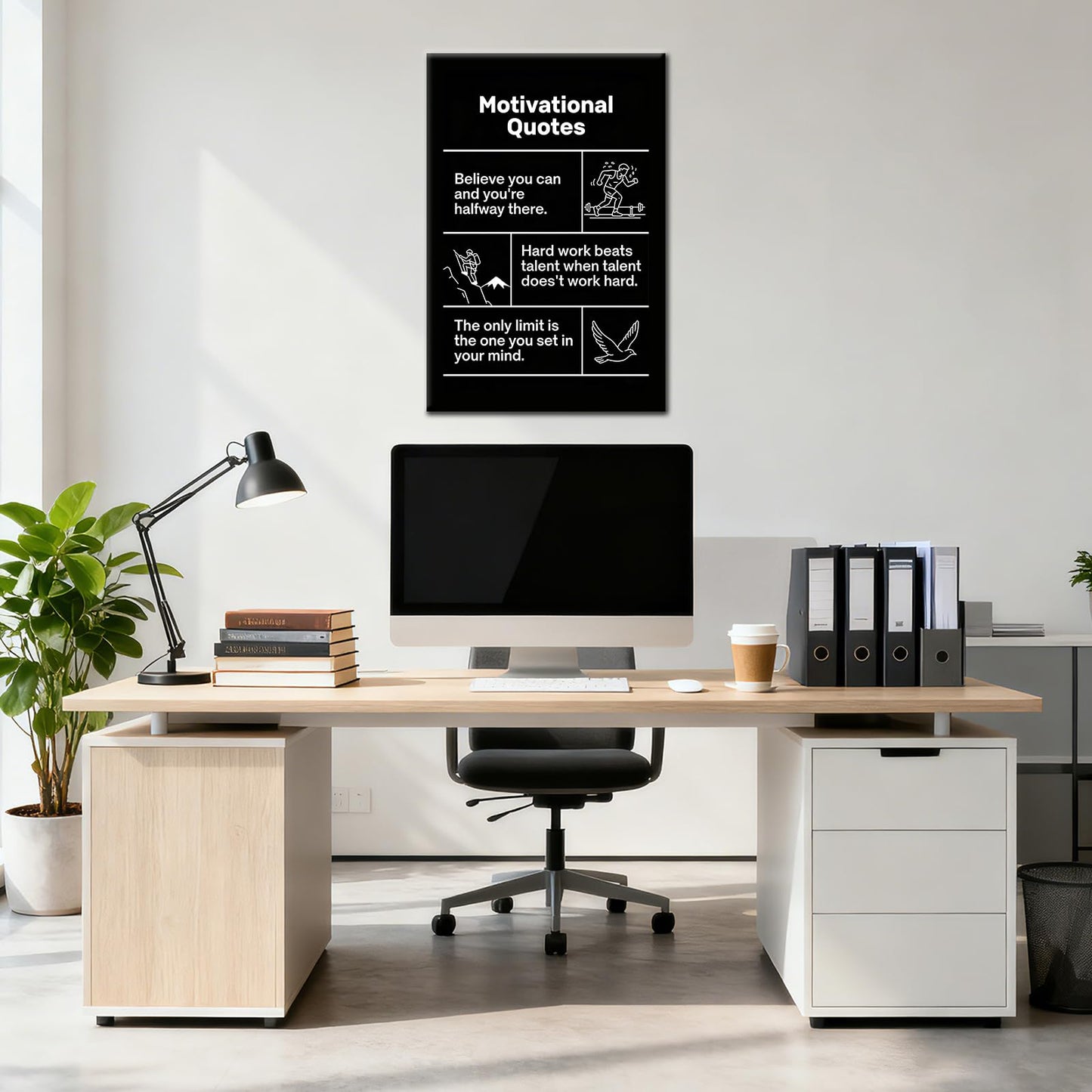 Motivational Wall Art Believe Hard Work Limit Entrepreneur Quotes Framed Canvas Small Inspirational Posters for Office Cubicle Decor Positive Affirmations Picture for Student Dorm 18x12 Inch