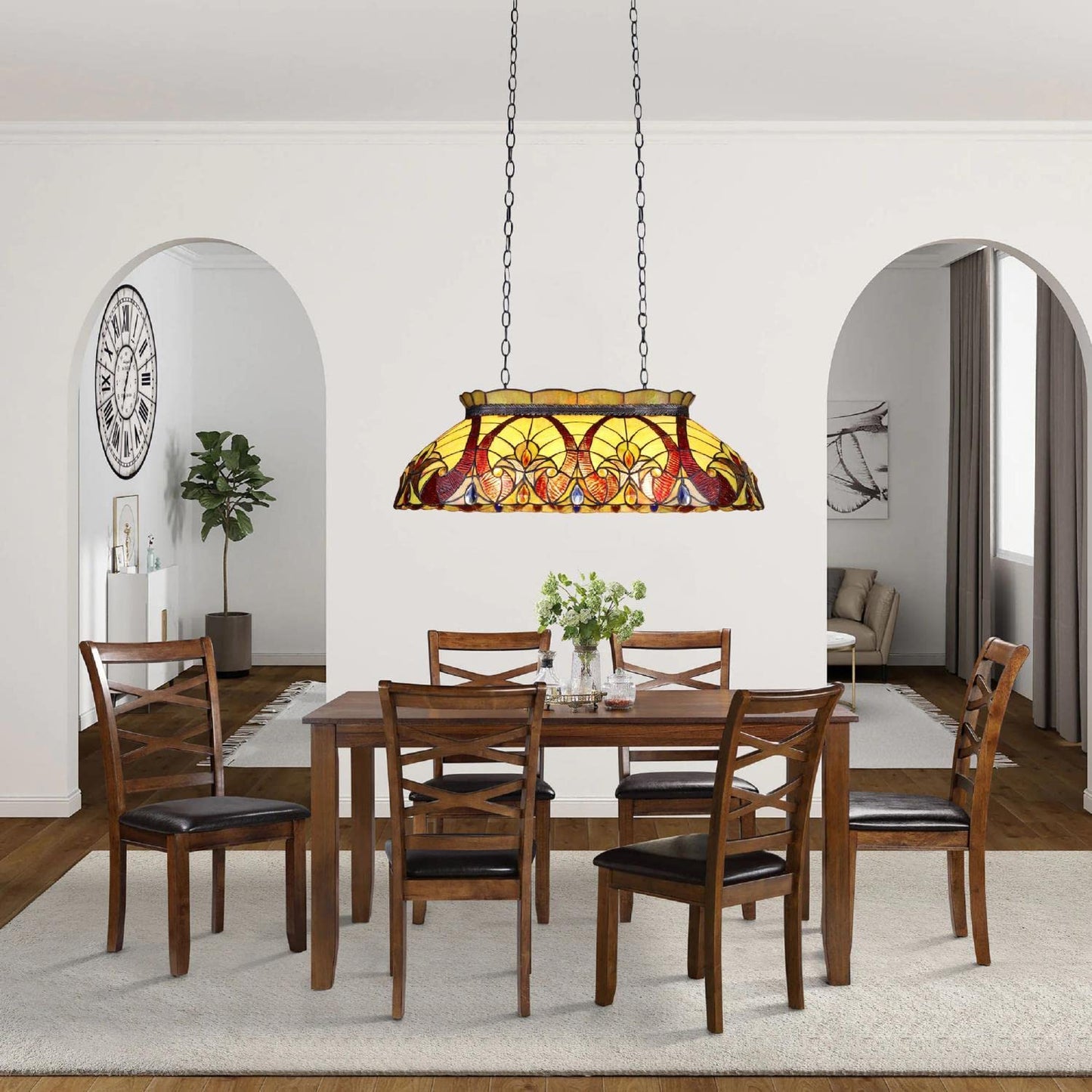 Chloe Lighting Adia 3 Light Island Pendant, Victorian Tiffany-Style, Dark Bronze, 28in Wide, Multicolor, Model CH38632AV28-IL3