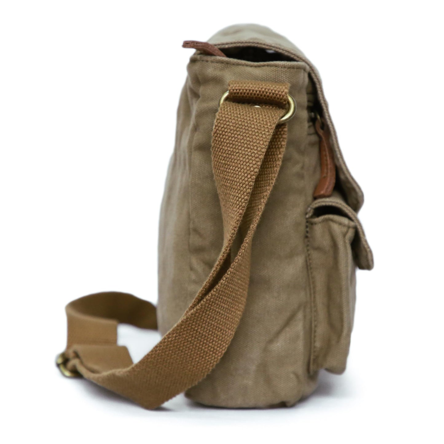 GOOTIUM Canvas Messenger Bag - Vintage Crossbody Shoulder Bag Military Satchel, Field Tan