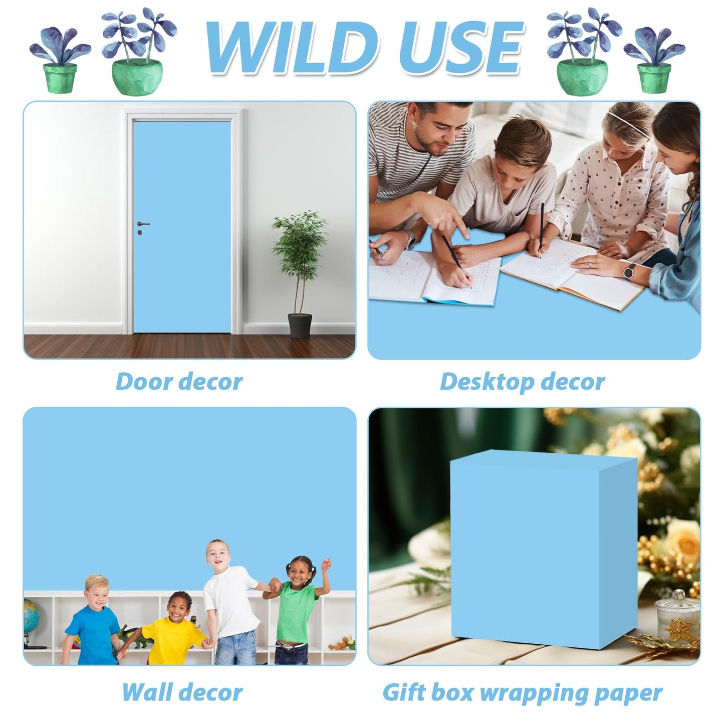 Sky Blue Bulletin Board Paper Roll Light Blue Bulletin Board Background Paper Back to School Classroom Decoration Poster for Art Craft DIY Projects Home Office Classroom Party Supplies 17.7in x 20ft