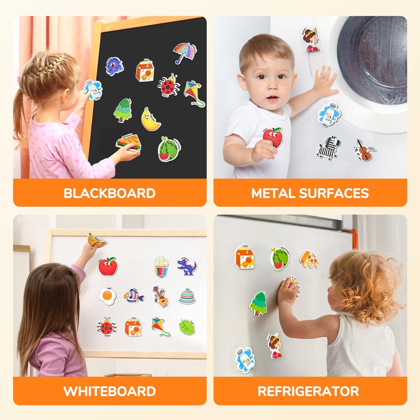 JoyCat Fridge Magnets for Toddlers & Kids – 26 Cute A-Z Objects, Large Magnetic Refrigerator Toys, Fun Educational Learning Gifts for Girls and Boys 2 3 4 5 Years Old