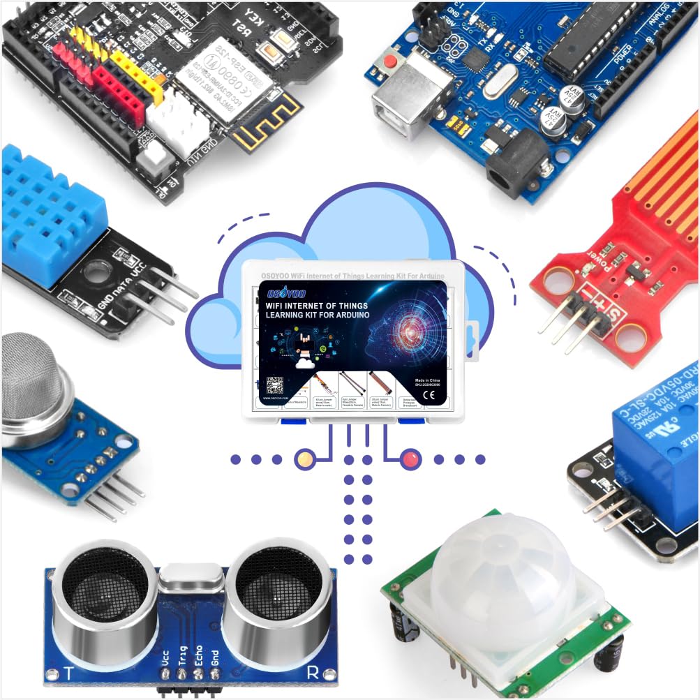 OSOYOO WiFi Internet of Things Learning Kit for Arduino | Include ESP8266 WiFi Shiled | Smart IOT Mechanical DIY Coding for Teens Adults Programming Learning How to Code