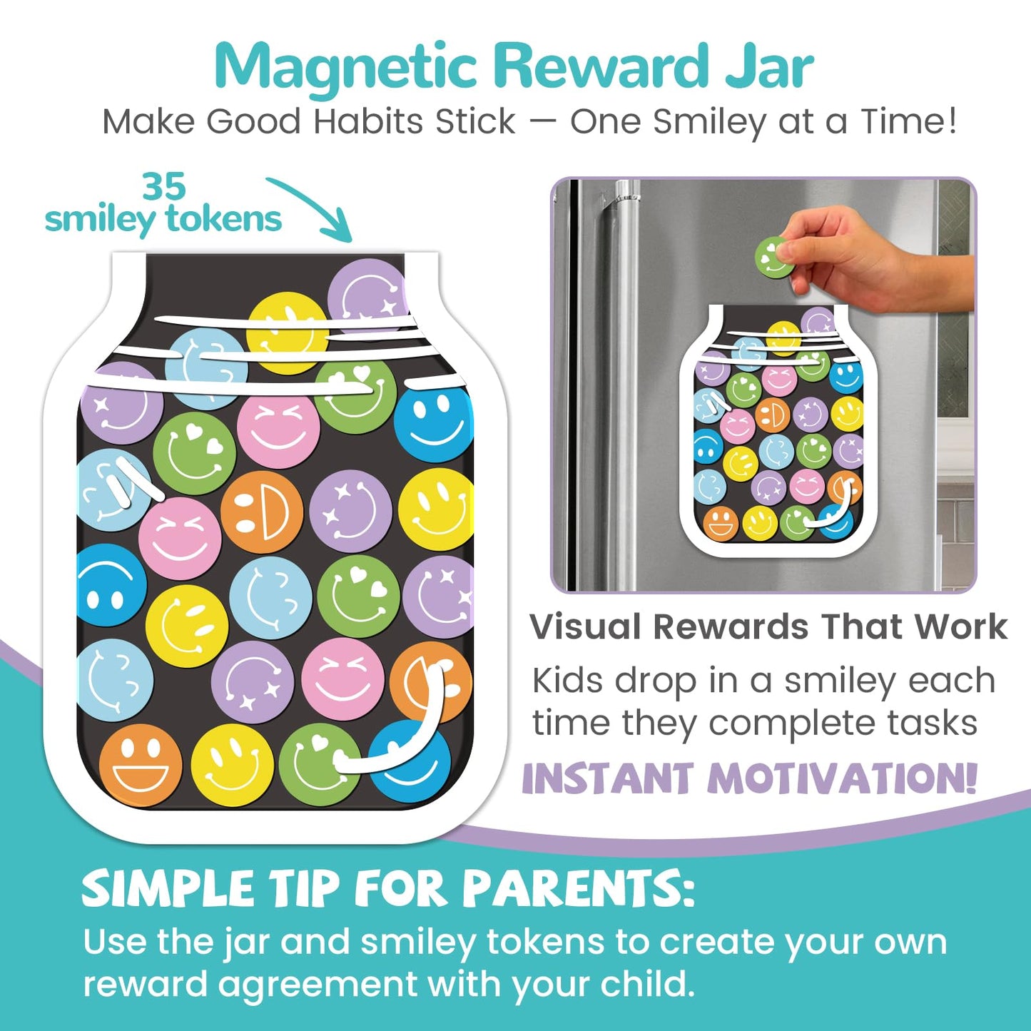 Magnetic Bedtime/Morning Routine Chart &Reward Jar for Kids -Toddler Morning Checklist Board,Daily Reward Routine Chart for Kids,Dry Erase Bedtime Reward Chart,Daily Schedule Chart at Home