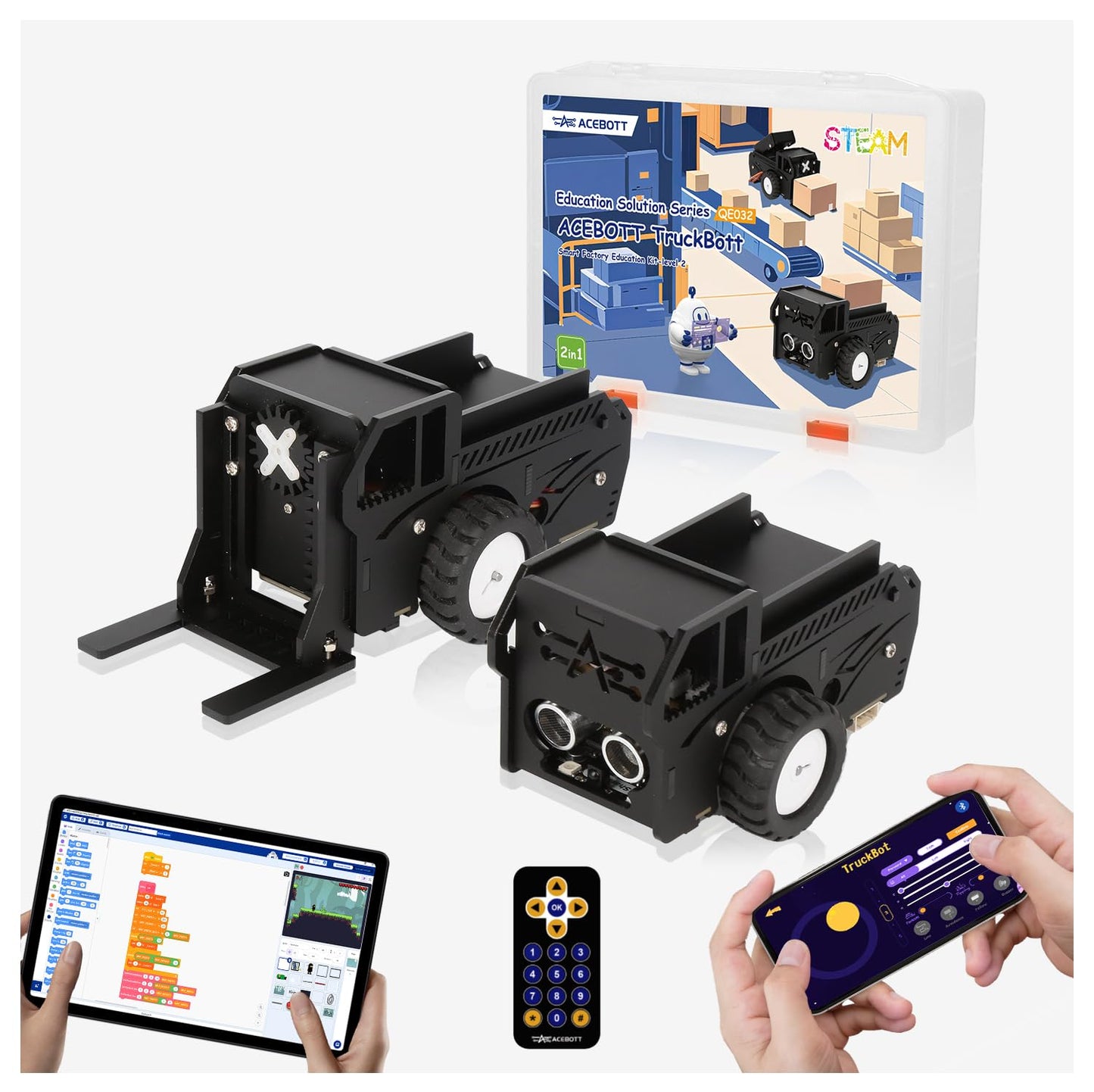 ACEBOTT Robotics for Kids Ages 12+, 2 in 1 Smart Robot Car Kit Compatible with Arduino & Scratch, STEM Toys Coding Robot Kit for STEM Classroom & Home Education, for Kids and Teens