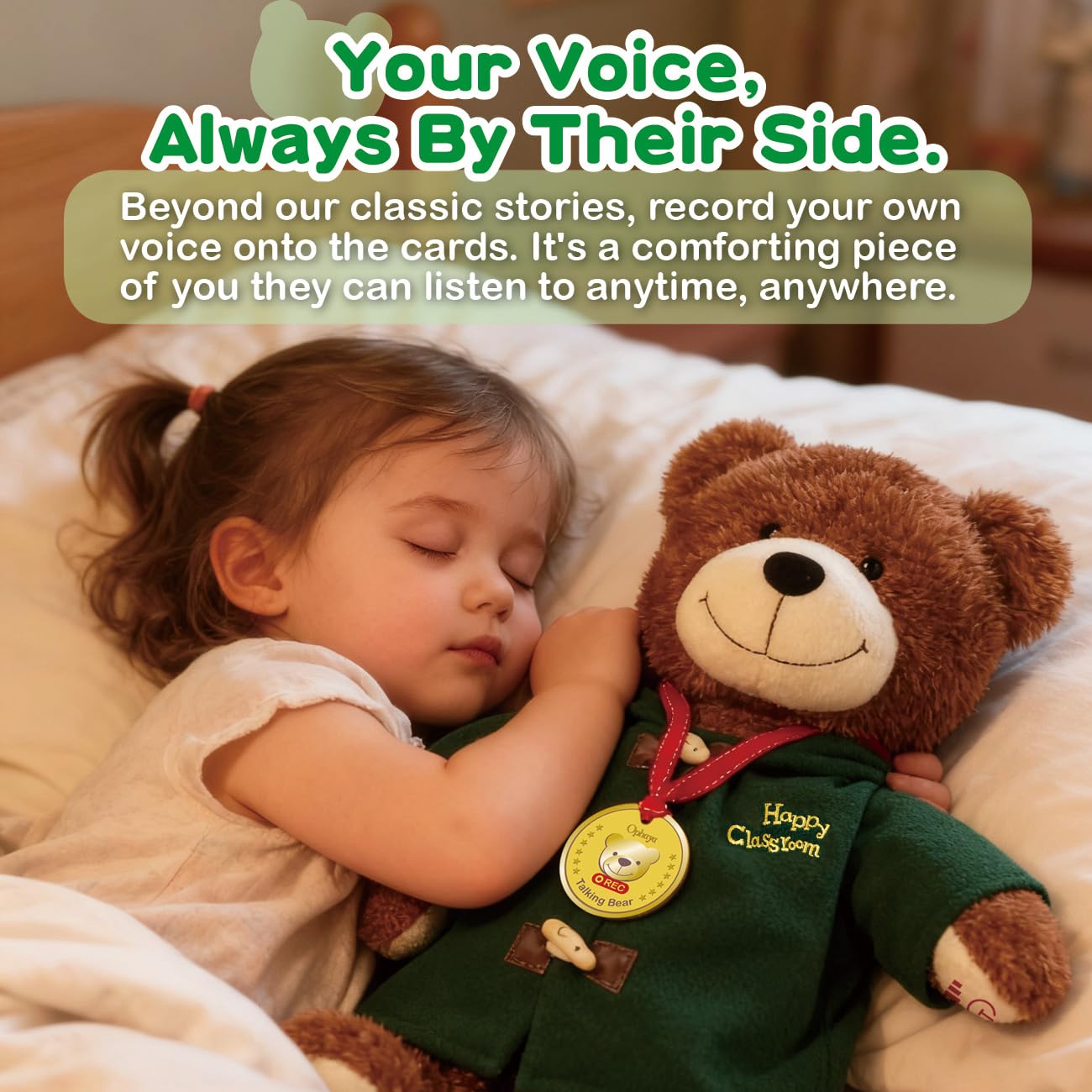 OPHAYA 20'' Techer Bear Talking Teddy Bear Stuffed Animal Plush Interactive Toy, Card-Activated 4 - Language Early Montessori Word Learning, Singing Storytelling Bear Toy for Kids