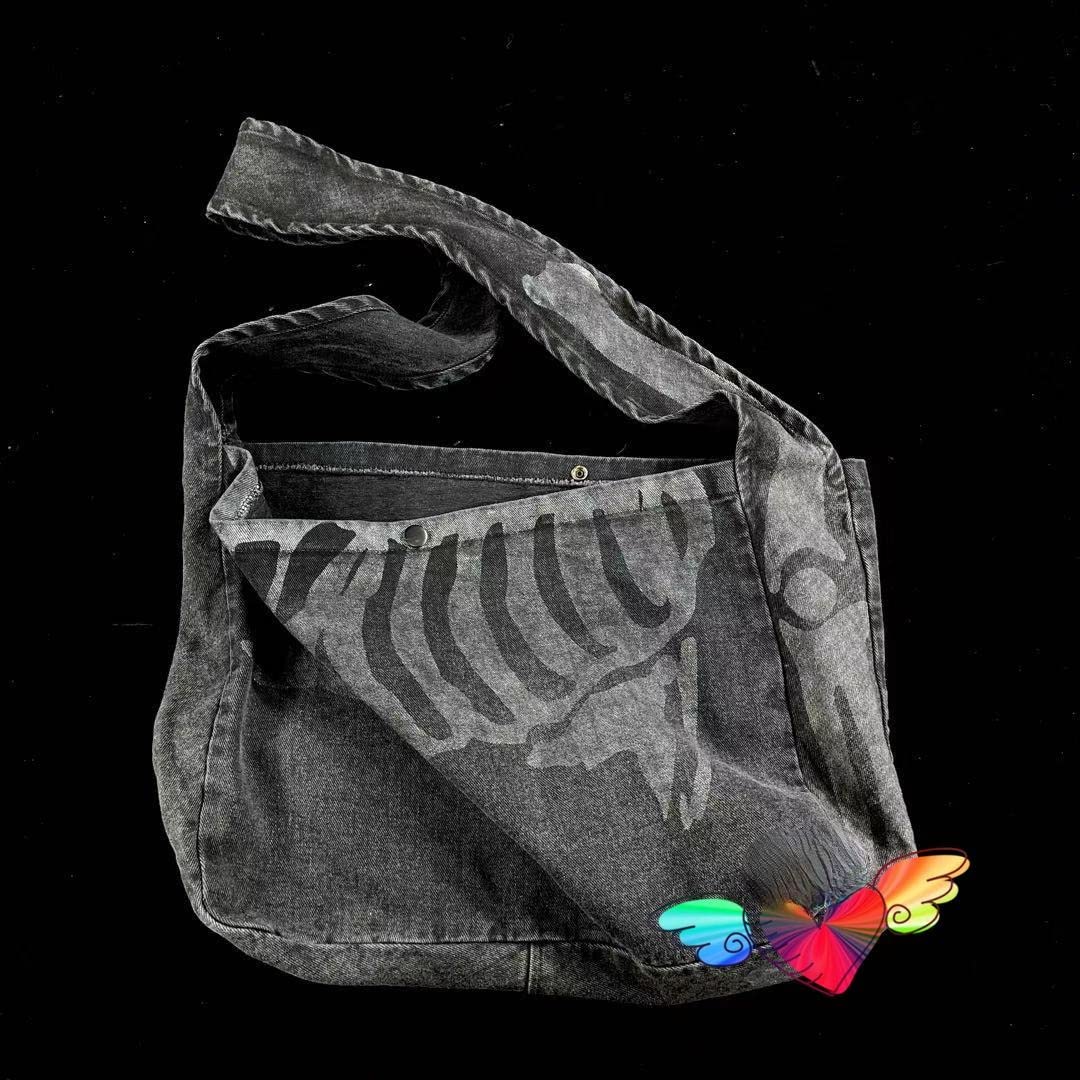 Gothic Grunge Messenger Bag - Skull Purse (Grey)