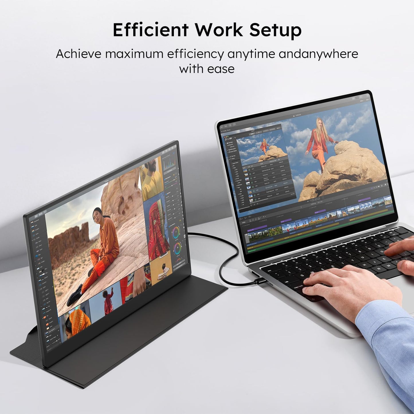 Dopesplay Portable Monitor with Carry Case, 15.6" FHD 1080P IPS Travel Monitor for Laptop, Foldable Stand Included USB-C Screen Extender for Laptop Mac PC Phone Xbox PS4/5 Switch