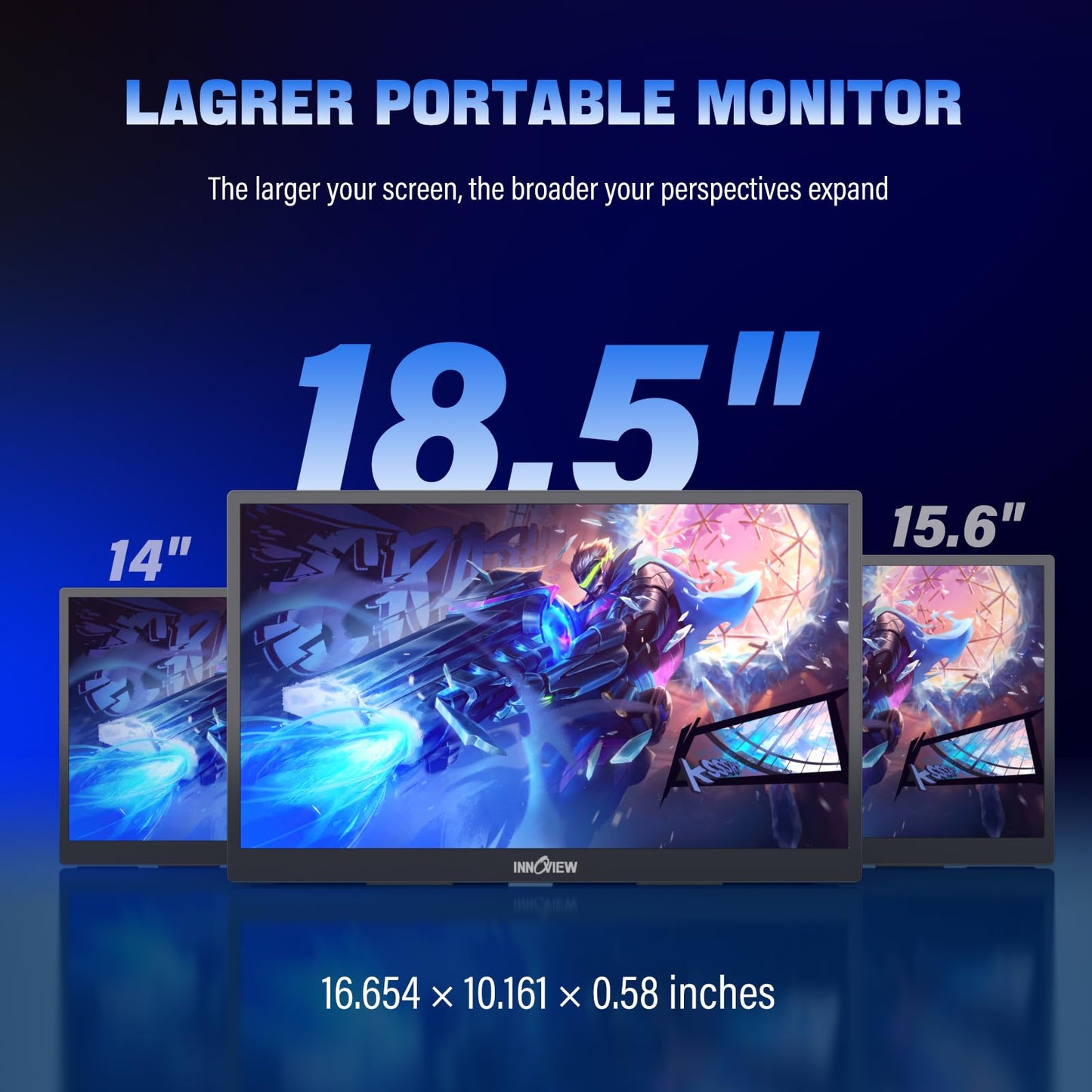 InnoView 2K Portable Monitor for Laptop 18.5" 2560x1440p QHD 120Hz 100% sRGB USB-C Standard HDMI Gaming Monitor,HDR Travel External Second Screen for Laptop, PC, Game Consoles