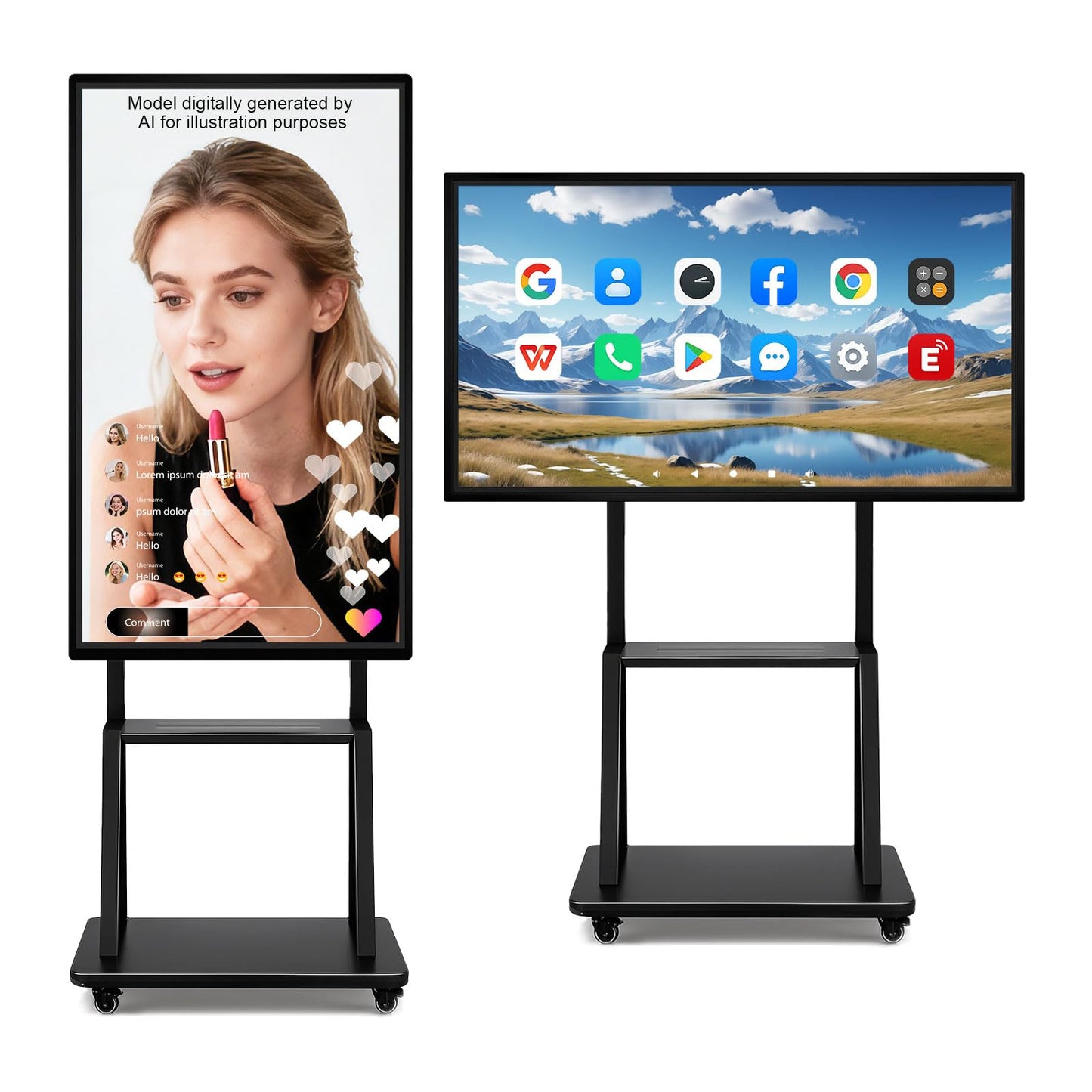 JYXOIHUB Smart Board, 49 Inch Digital Electronic Whiteboard with 8-Core CPU, Support 8K UHD Decoding, Smartboard for Classroom, Screen Mirroring for Live Streaming, Advertising(Board Only)