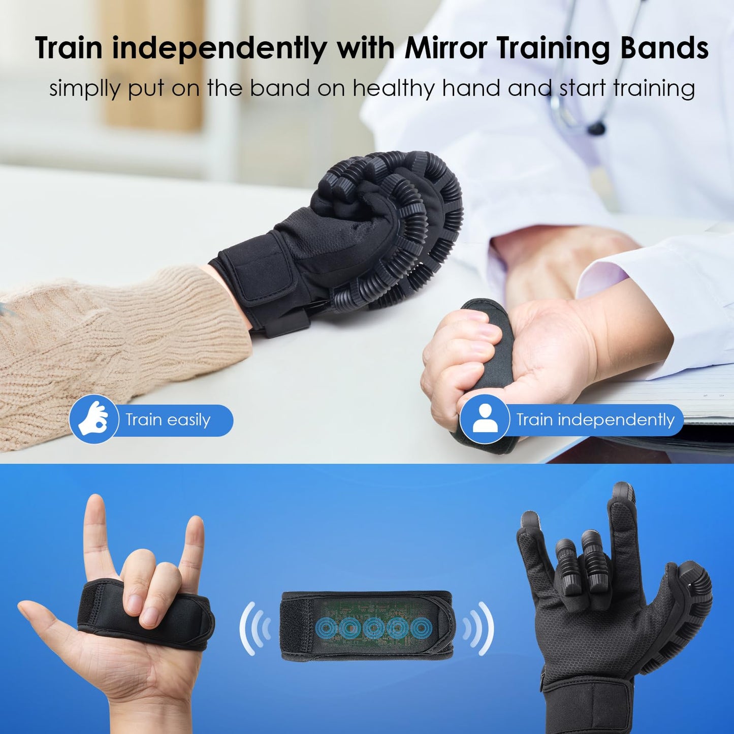 Gellumnious Rehabilitation Robot Gloves-Robotic Heating Gloves for Stroke Therapy Equipment for Adults-Robotic Hand Recovery Device-Convenient Training
