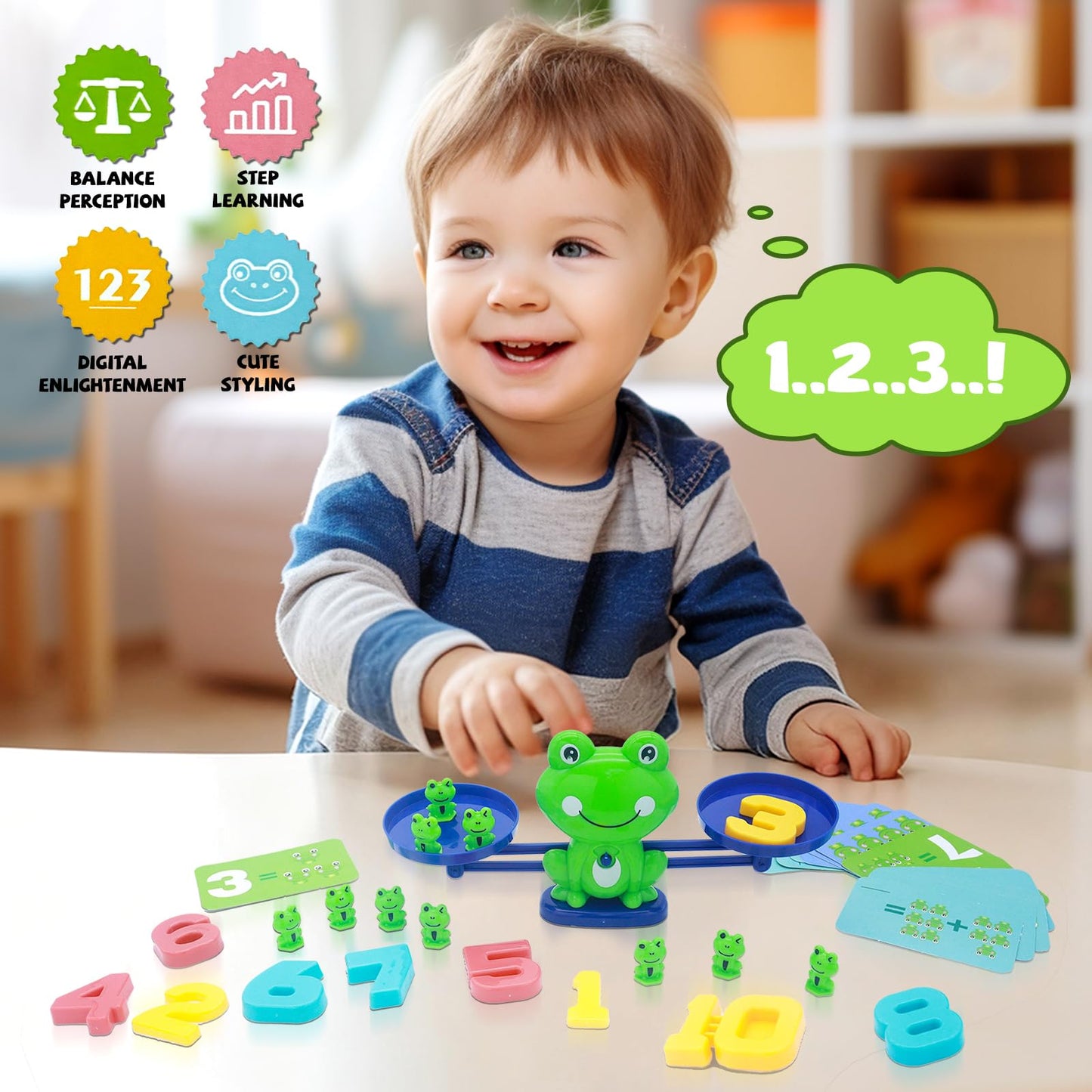 Snugzy Frog Balance Counting Toys, Number Counting Scale Games for Kids Cool Math Learning Games for Boys and Girls Preschool Kindergarten Learning STEM Montessori Educational Toys for 3+ (93 PCS)