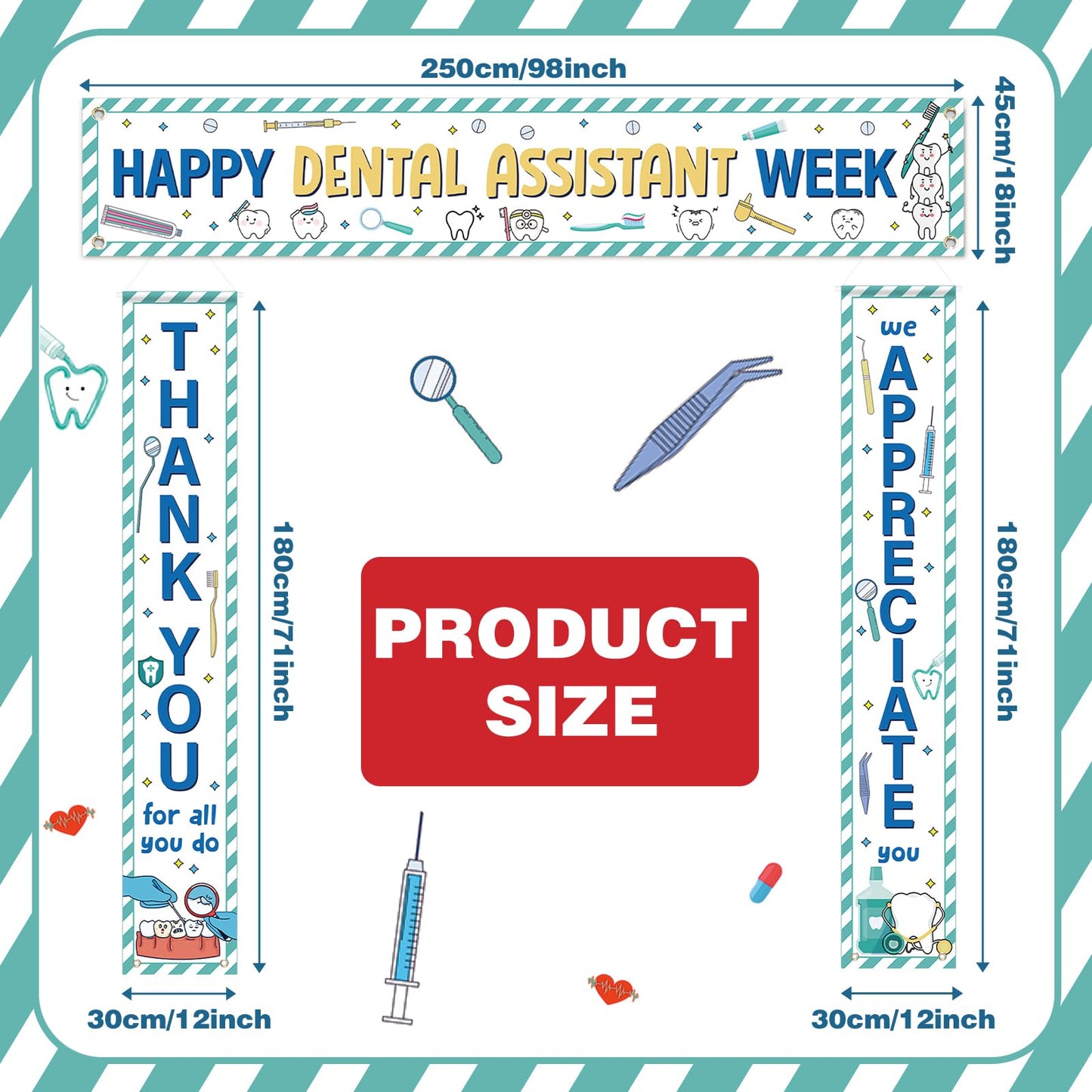 Fanfanwin 3 Pcs Happy Dental Assistant Week Appreciation Banner We Appreciate Thank You Doctor Week Party Supplies Decorations for Doctor Dental Assistant Nurse Medical Healthcare Workers