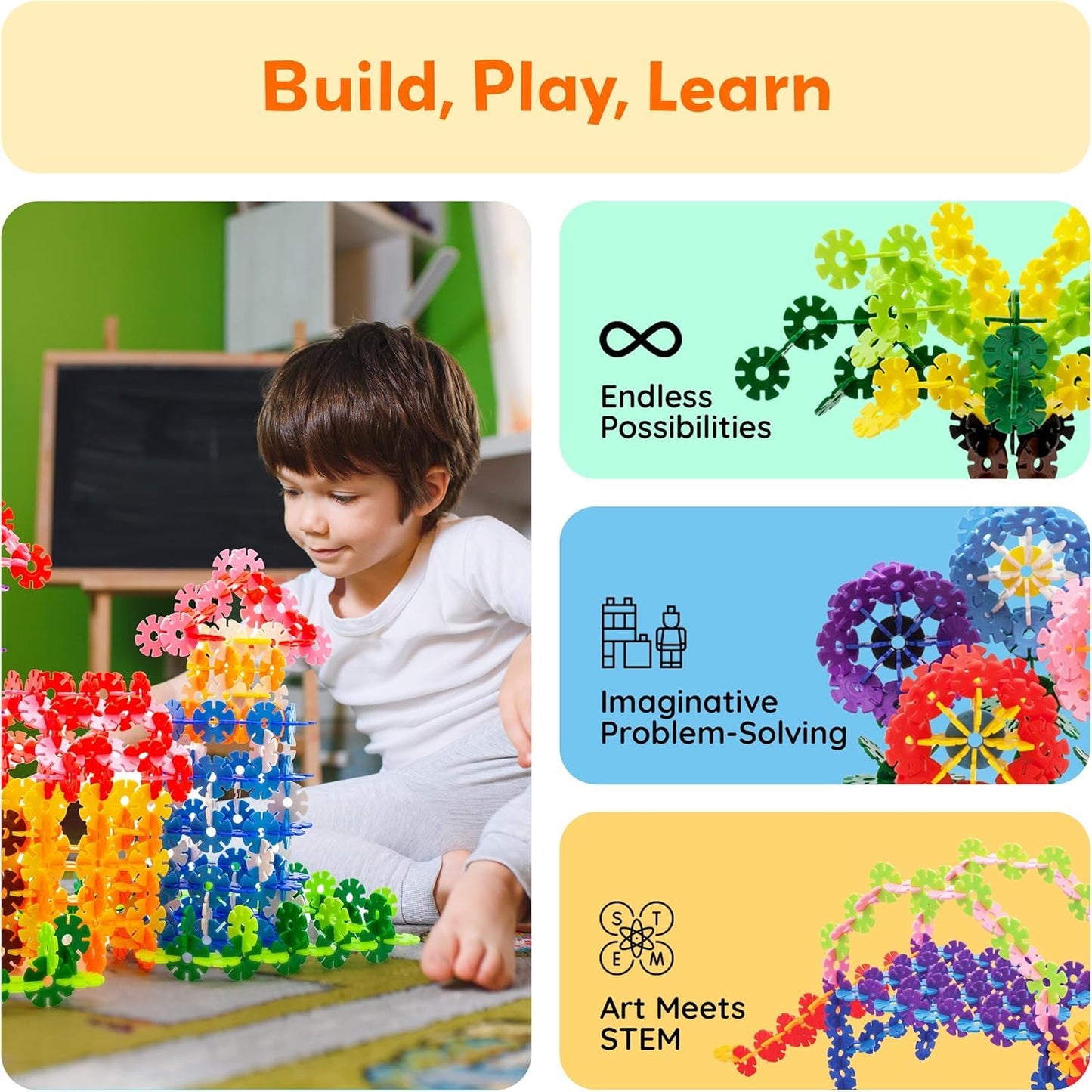 PicassoTiles Building Chips 600 Pieces Interlocking Construction Chips Creative Disc Block Toy Set STEM Learning Toys for Early Education and Child Brain Development Kids Boys Girls Age 3 and Up PTF60