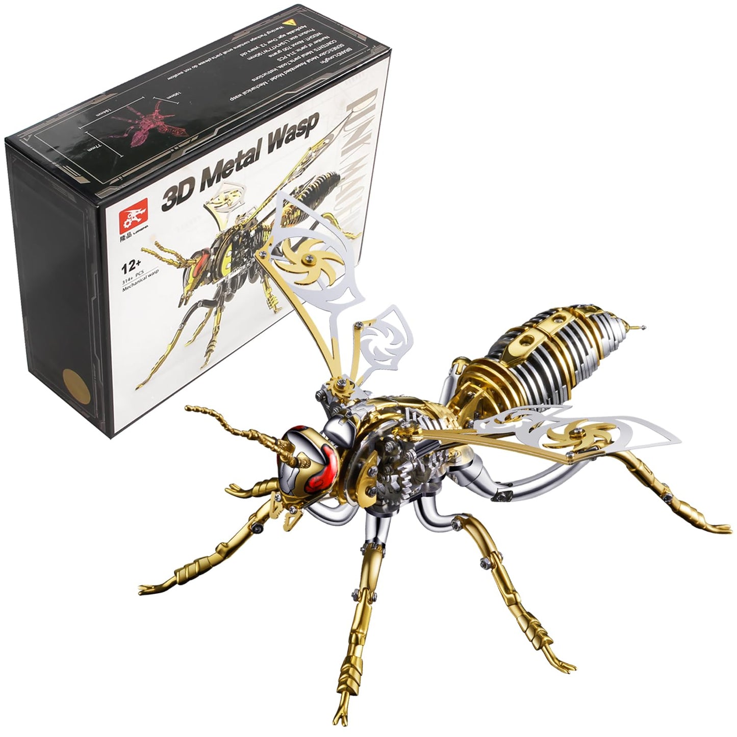 3D Metal Wasp Puzzles for Adults, Model Kits Mechanical Building Blocks, Difficult DIY for Assembly Gifts for Men Gold