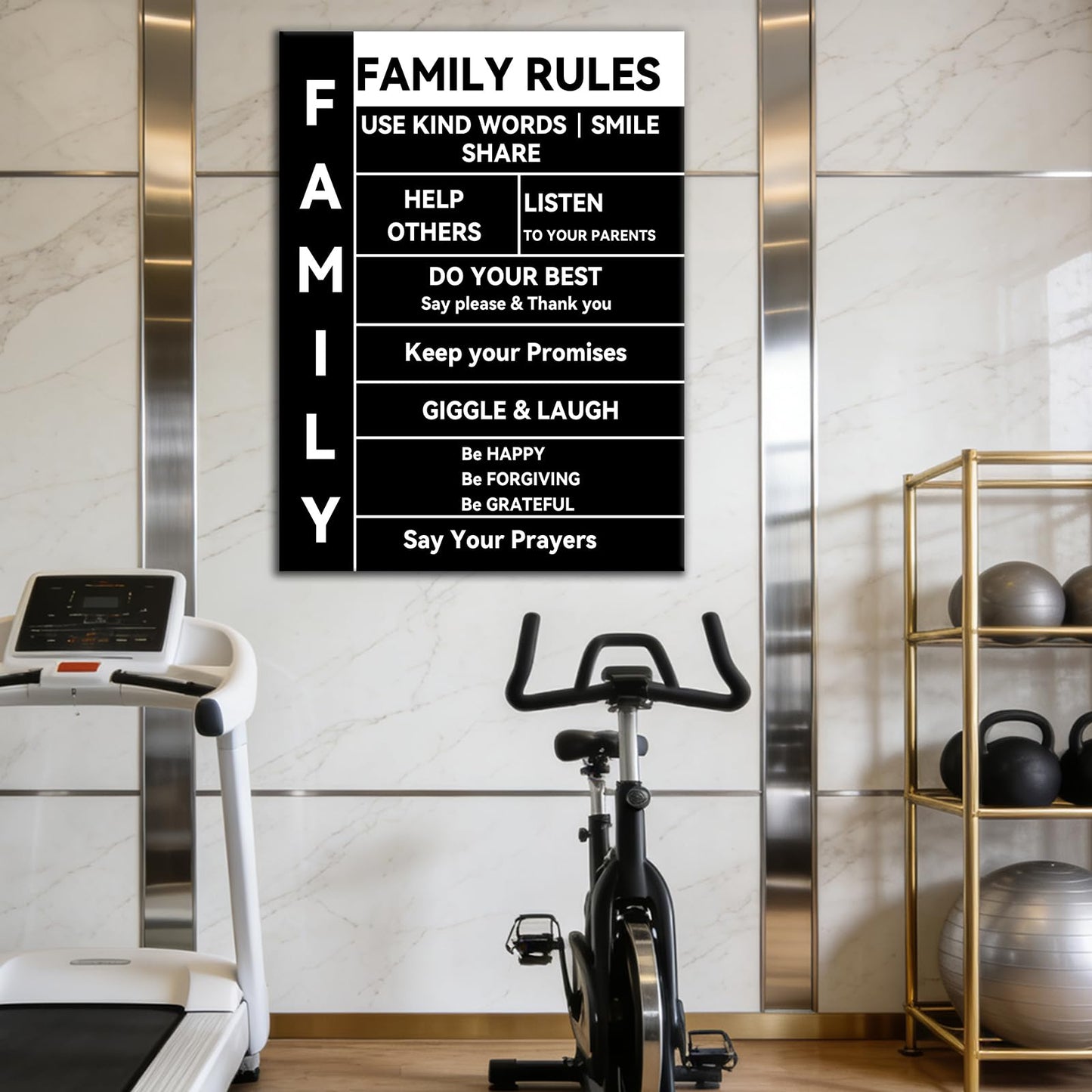 Family Rules Inspirational Canvas Wall Art Motivational Quotes Poster Print Picture Painting Artwork for Living Room Bedroom Home Office Kitchen Wall Decor Ready to Hang [18''Wx24''H]