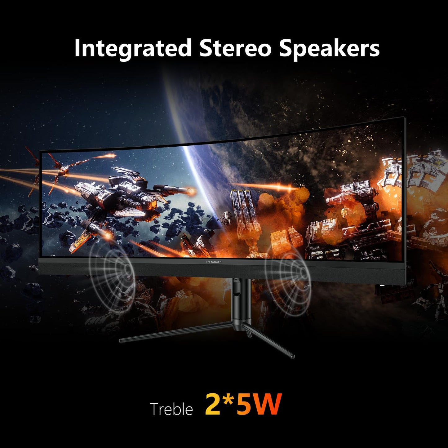 INNOCN 45C1R 45" 5K2K 5120 x 1440p Ultrawide Curved Gaming Monitor, R1500, HDR400, USB Type-C 90W Power Delivery, PIP/PBP, Built-in Speaker, Height Adjustable, Black