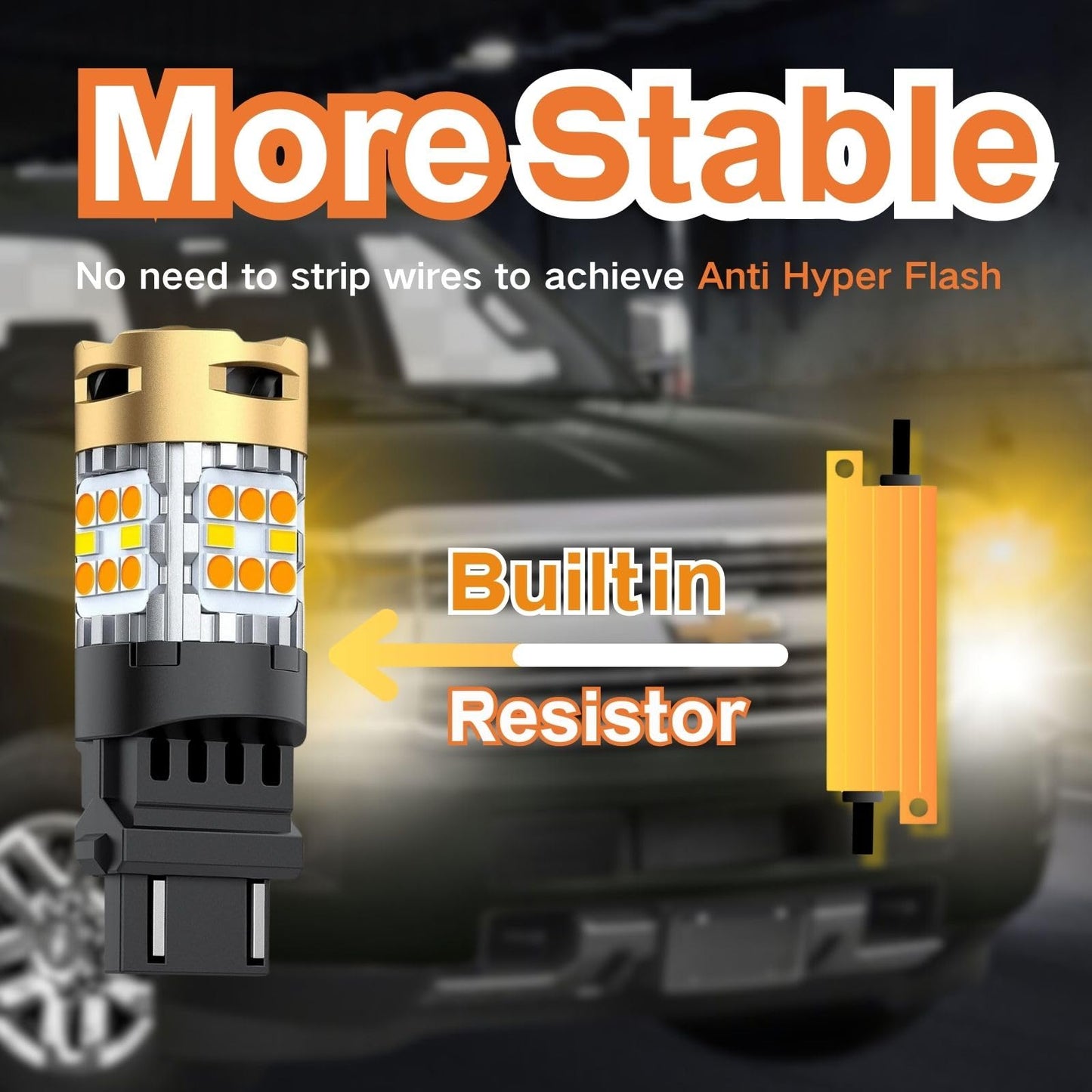 SEALIGHT 3157 LED Bulb Dual Color Amber/White Anti Hyper Flash Built-in Resistor 2PCS