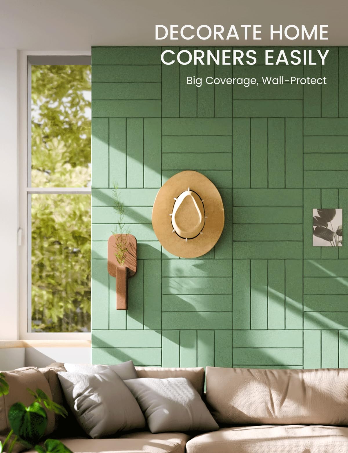 Large Felt Bulletin Board 48" x 36" Cork Board Alternative-12 Pack with 70 Safe Removable Adhesive Tabs, Cork Boards for Walls Felt Board for Home Office Classroom Pin Board-Moss Green