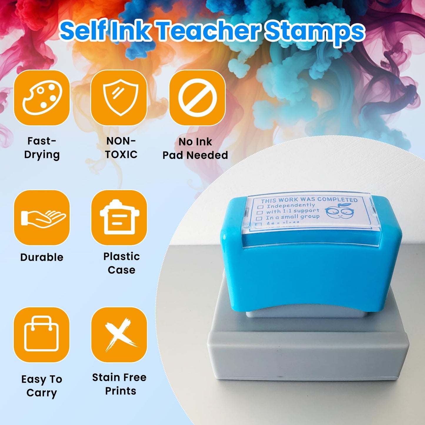 Special Accommodations Self Inking Stamp for Teachers SPED Modifications Rubber Teacher Stamp First Day of School Back to School Teacher Must Haves Dormitory Supplies This Work was Completed (Blue)